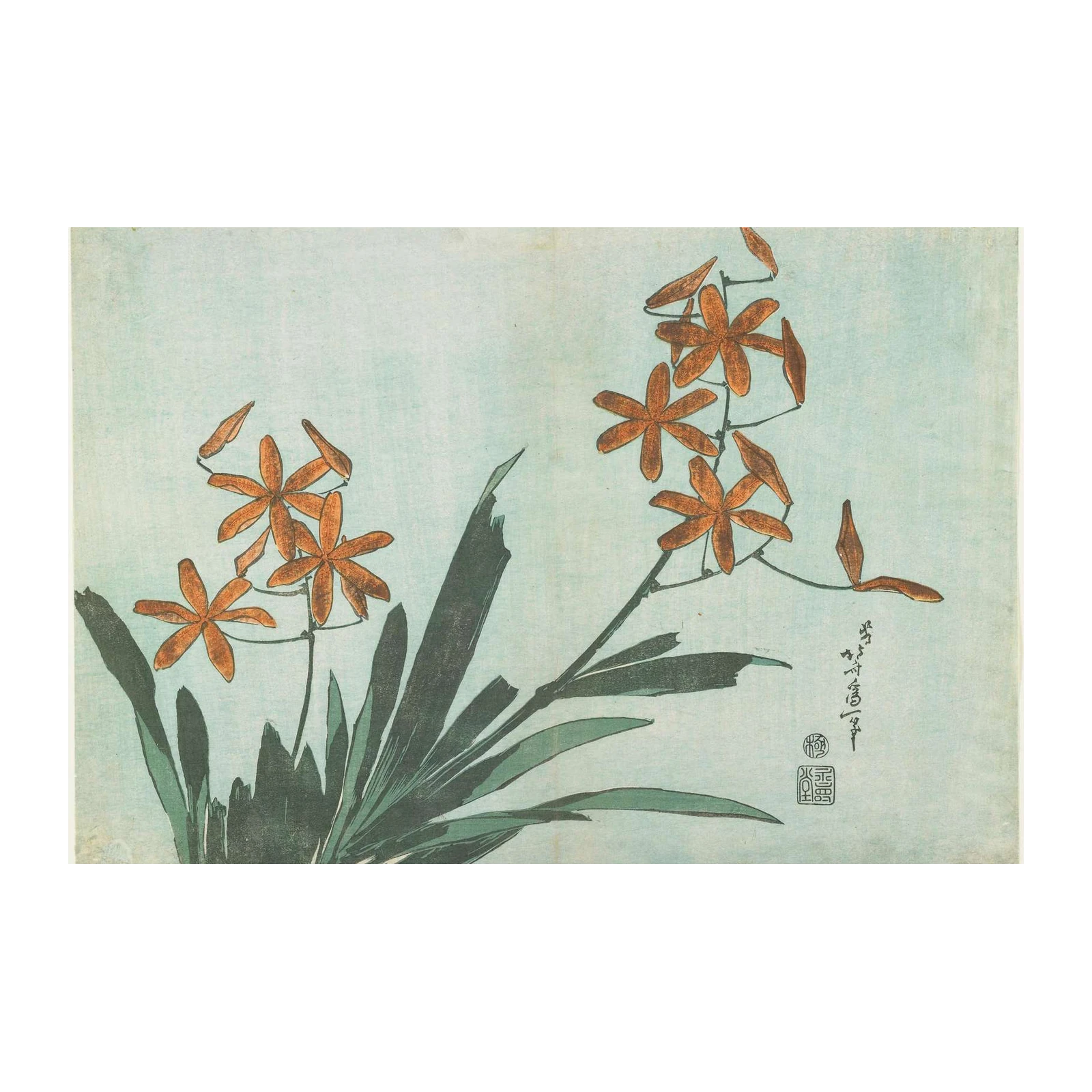 Japonica Orange Flower Serene Japanese Wall Art