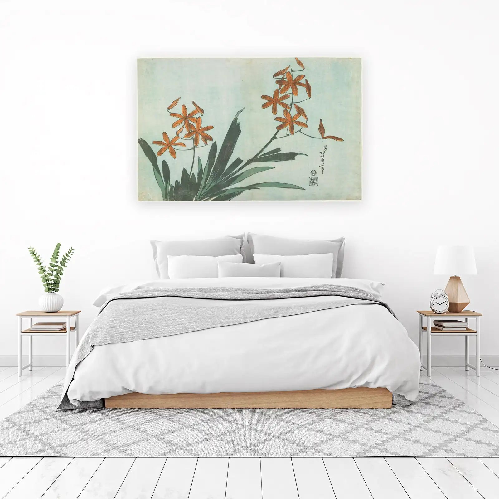 Japonica Orange Flower Serene Japanese Wall Art
