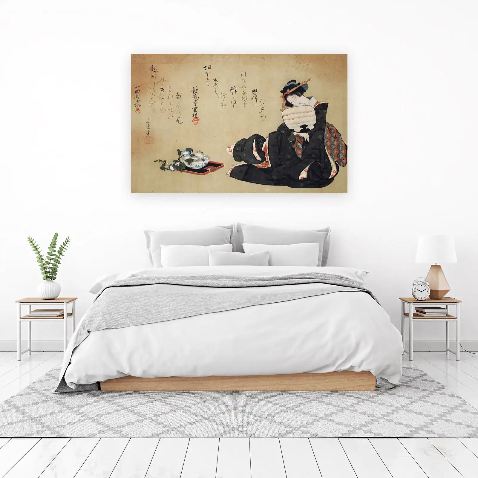 Elegant Geisha with Fan Wall Art