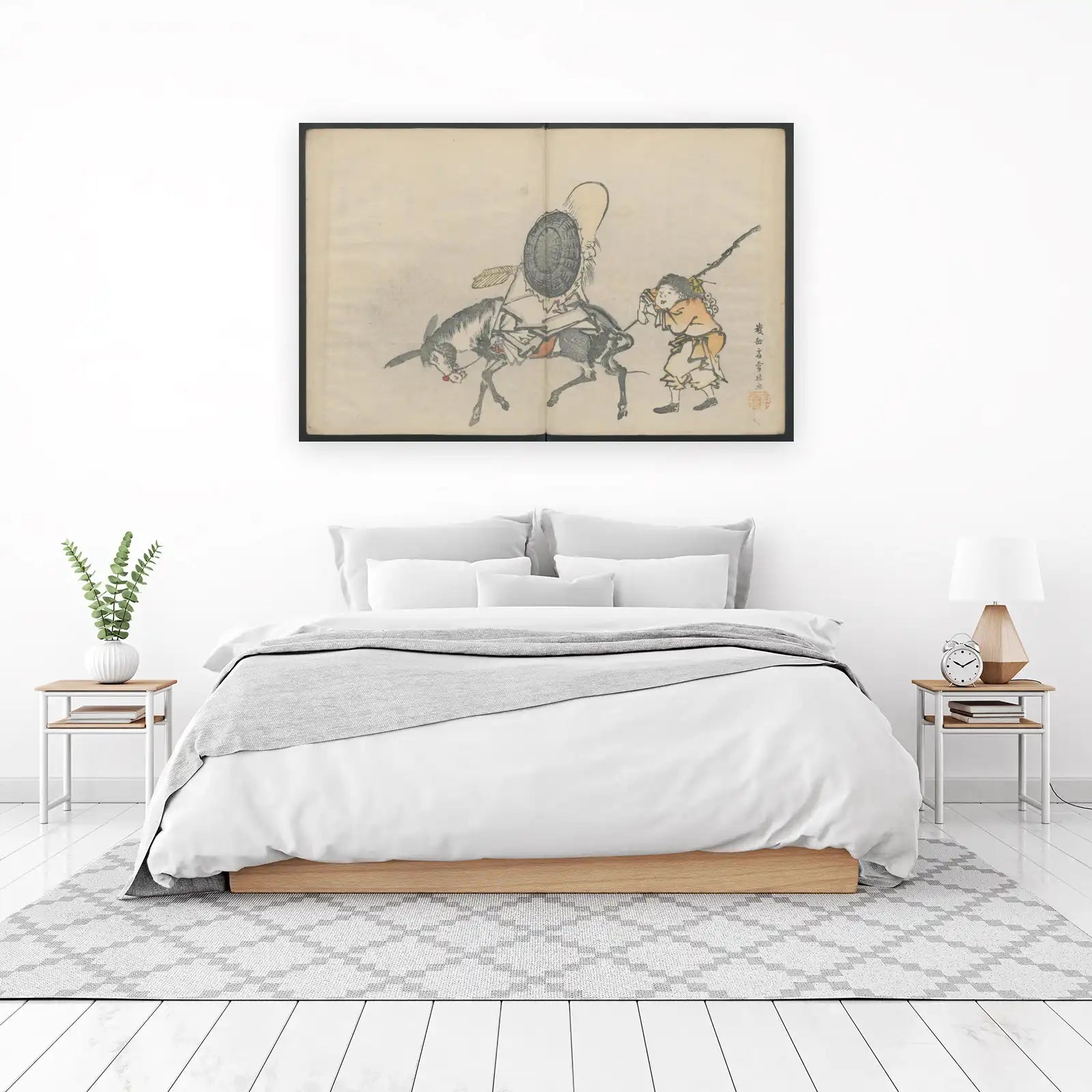 Vintage Japanese Donkey & Boy Art Wall Art