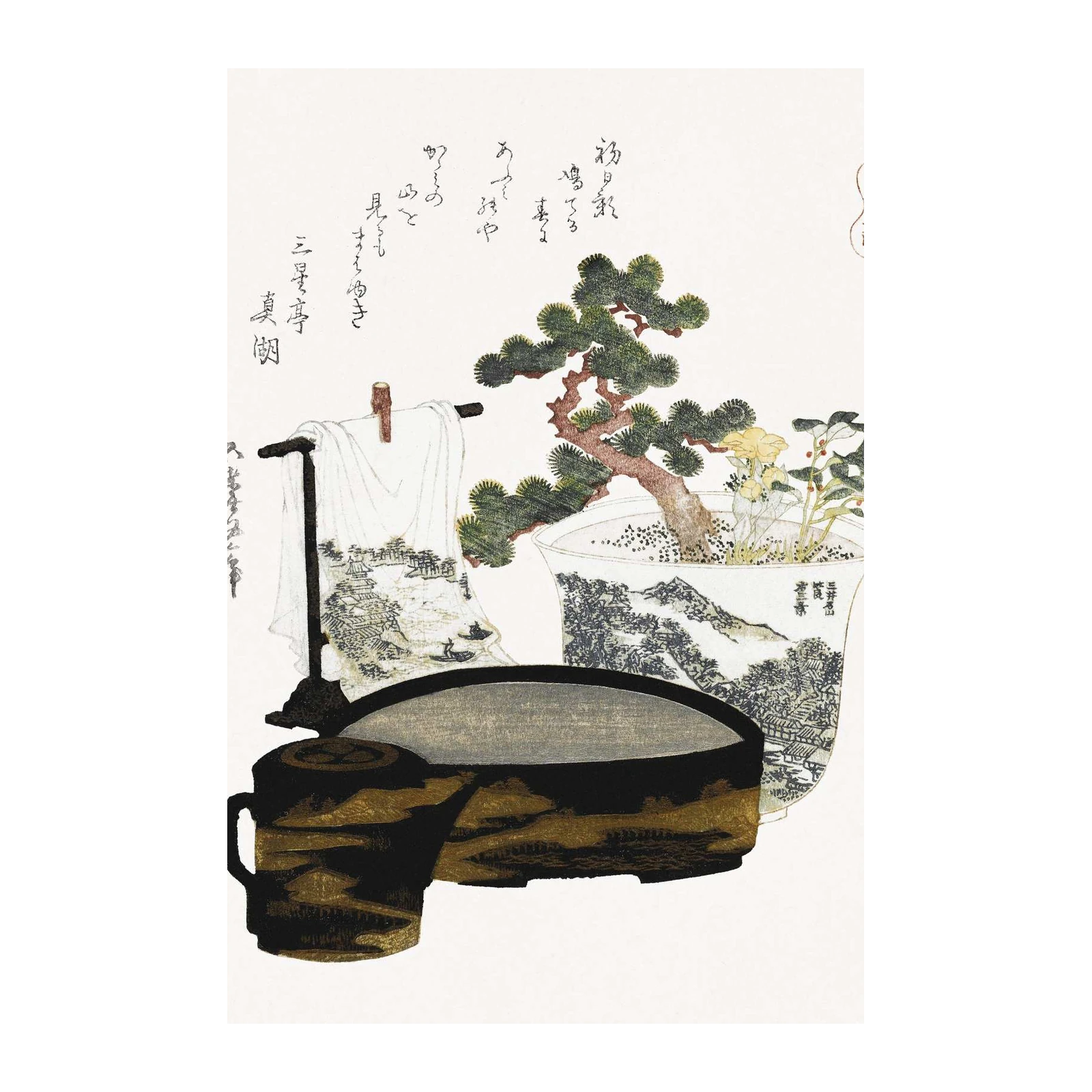 Japanese Bonsai & Tea Set Wall Art