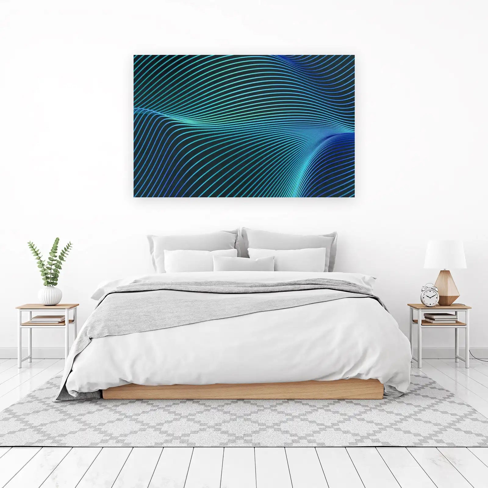 Abstract Waveform Teal & Blue Wall Art