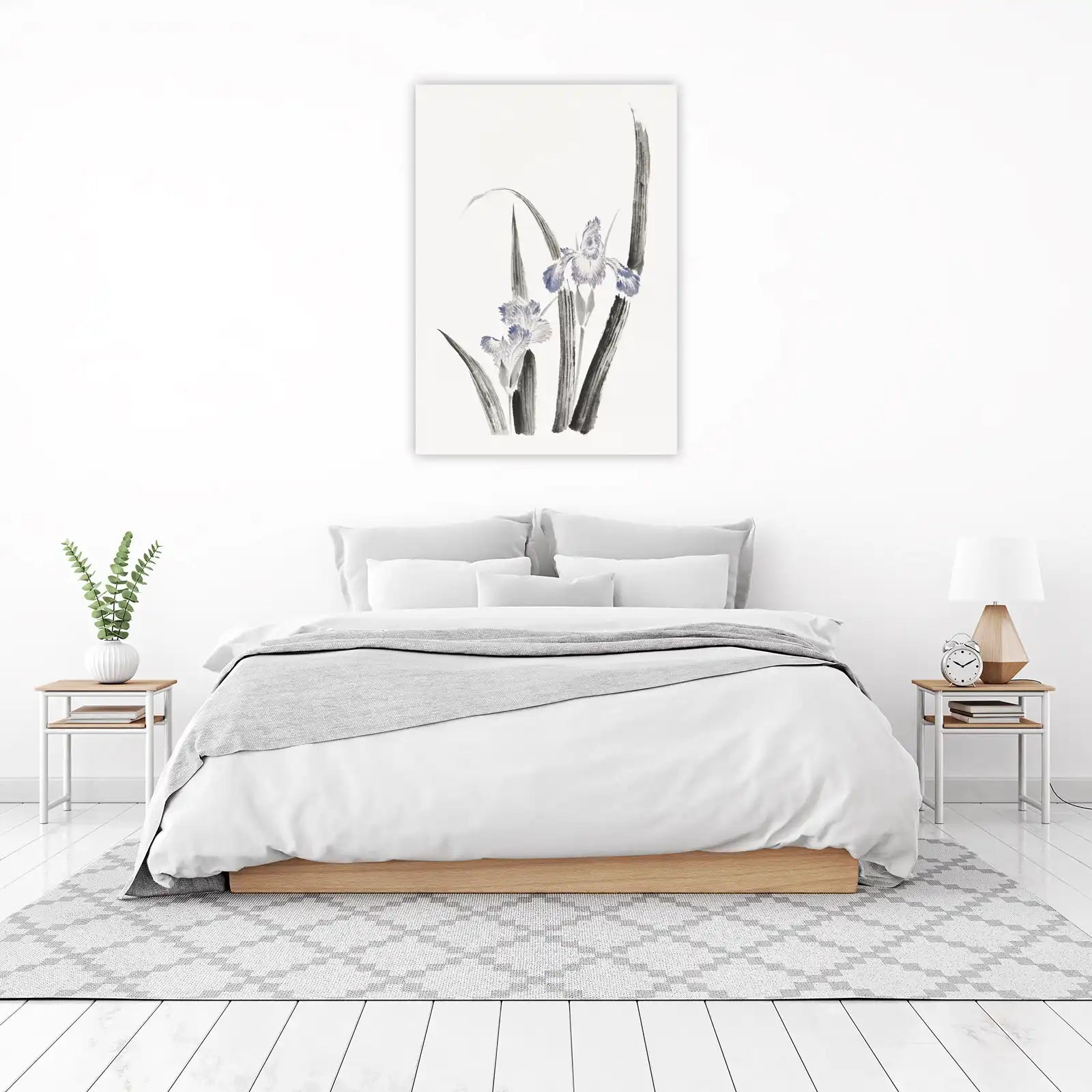 Serene Blue Iris Botanical Watercolor Wall Art