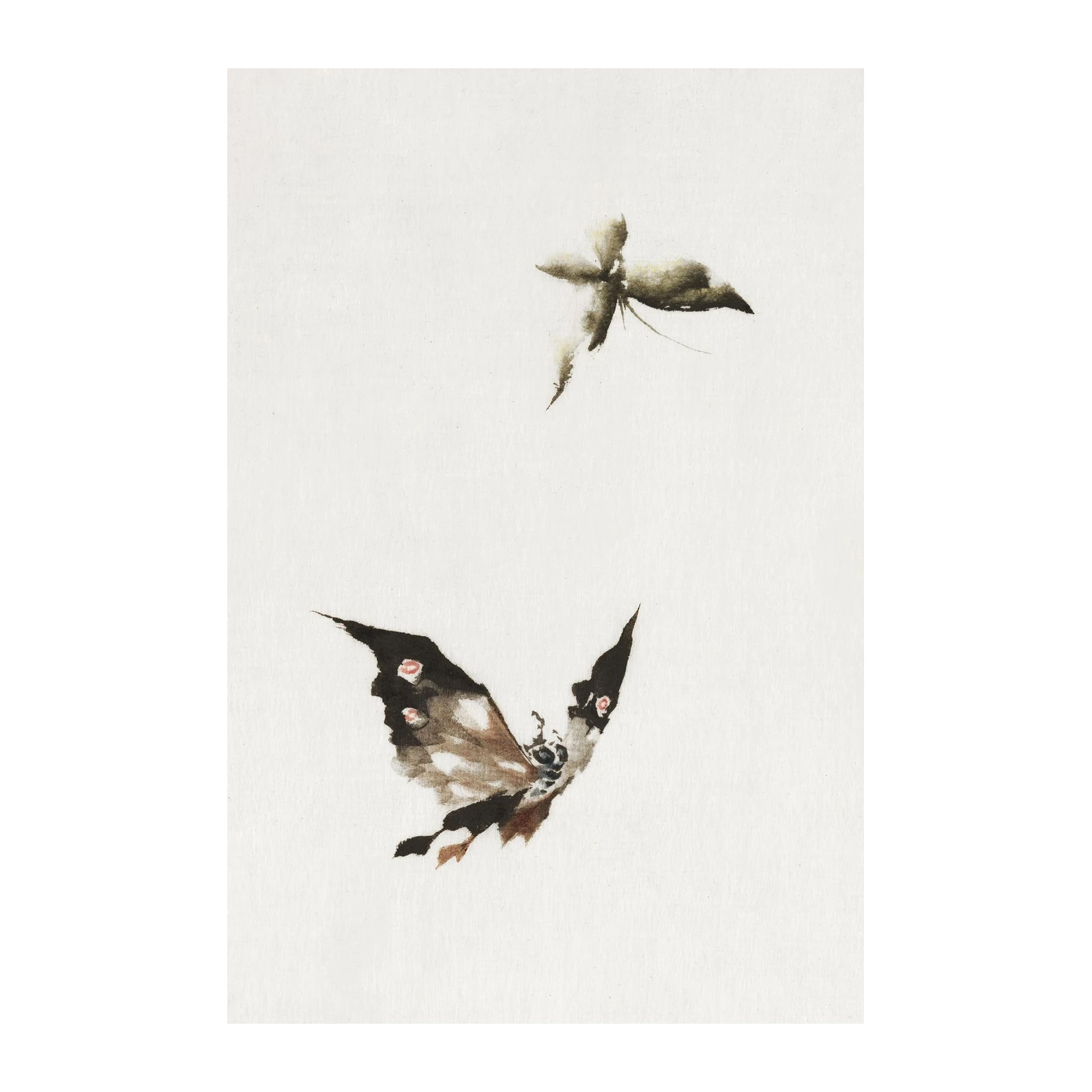 Elegant Butterfly & Flower Zen Watercolor Wall Art