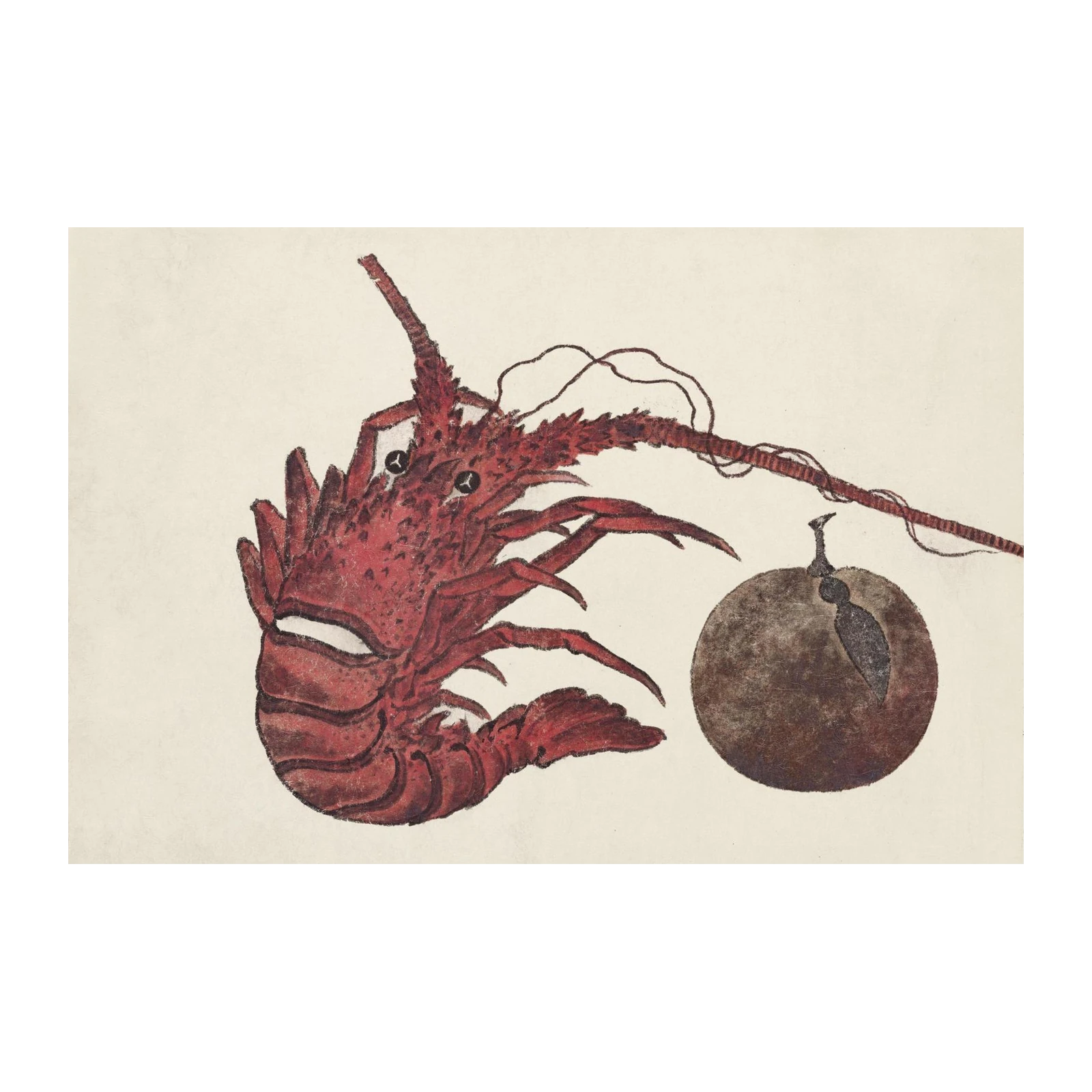 Vibrant Lobster & Moon Asian Art Wall Art