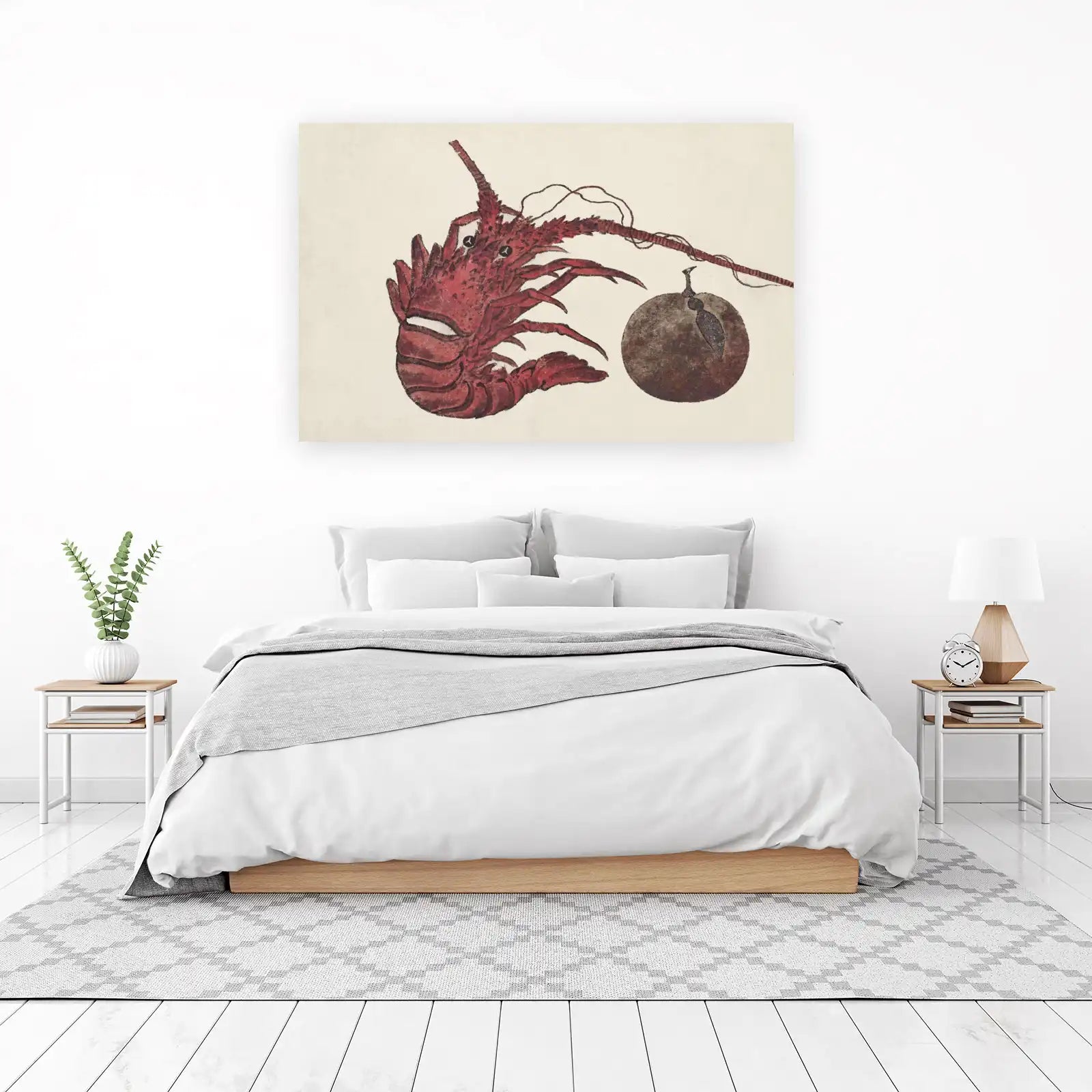Vibrant Lobster & Moon Asian Art Wall Art