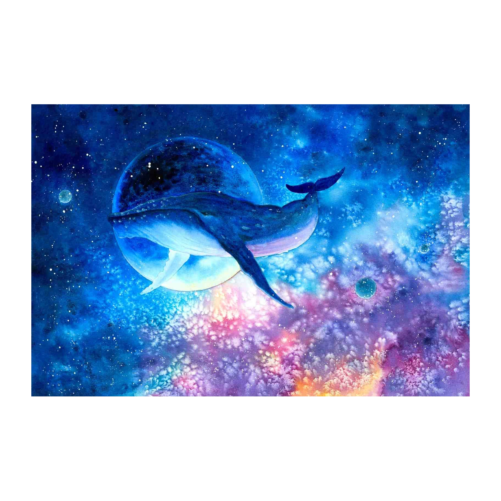 Mystical Whale in Cosmic Nebula Wall Art