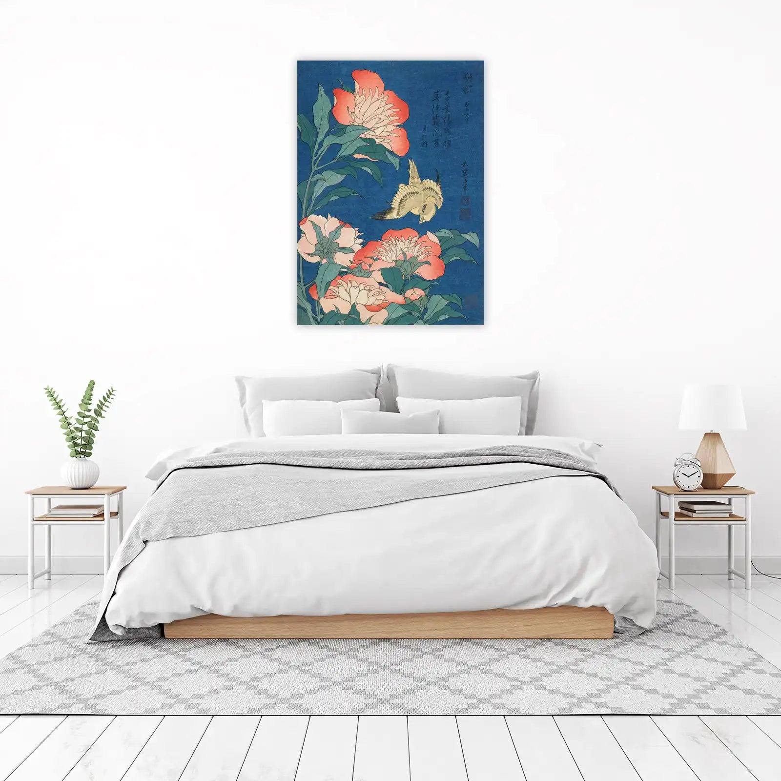 Japanese Peony & Bird Wall Art Wall Art