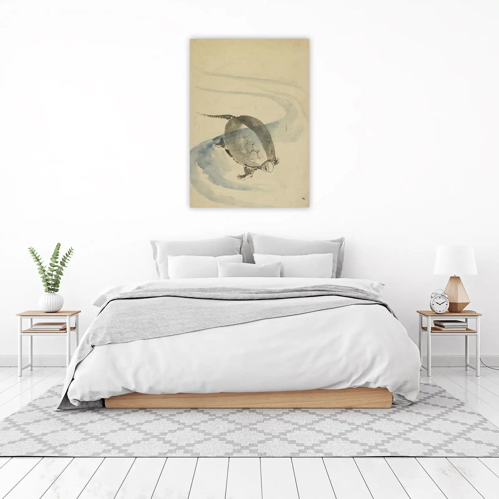Serene Turtle Swim Watercolor Wall Art