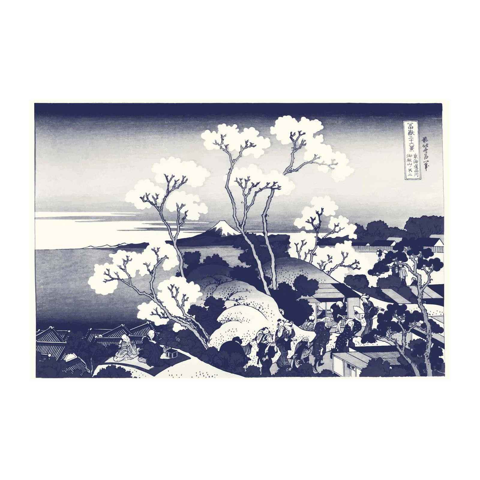 Serene Fuji Landscape with Figures Wall Art