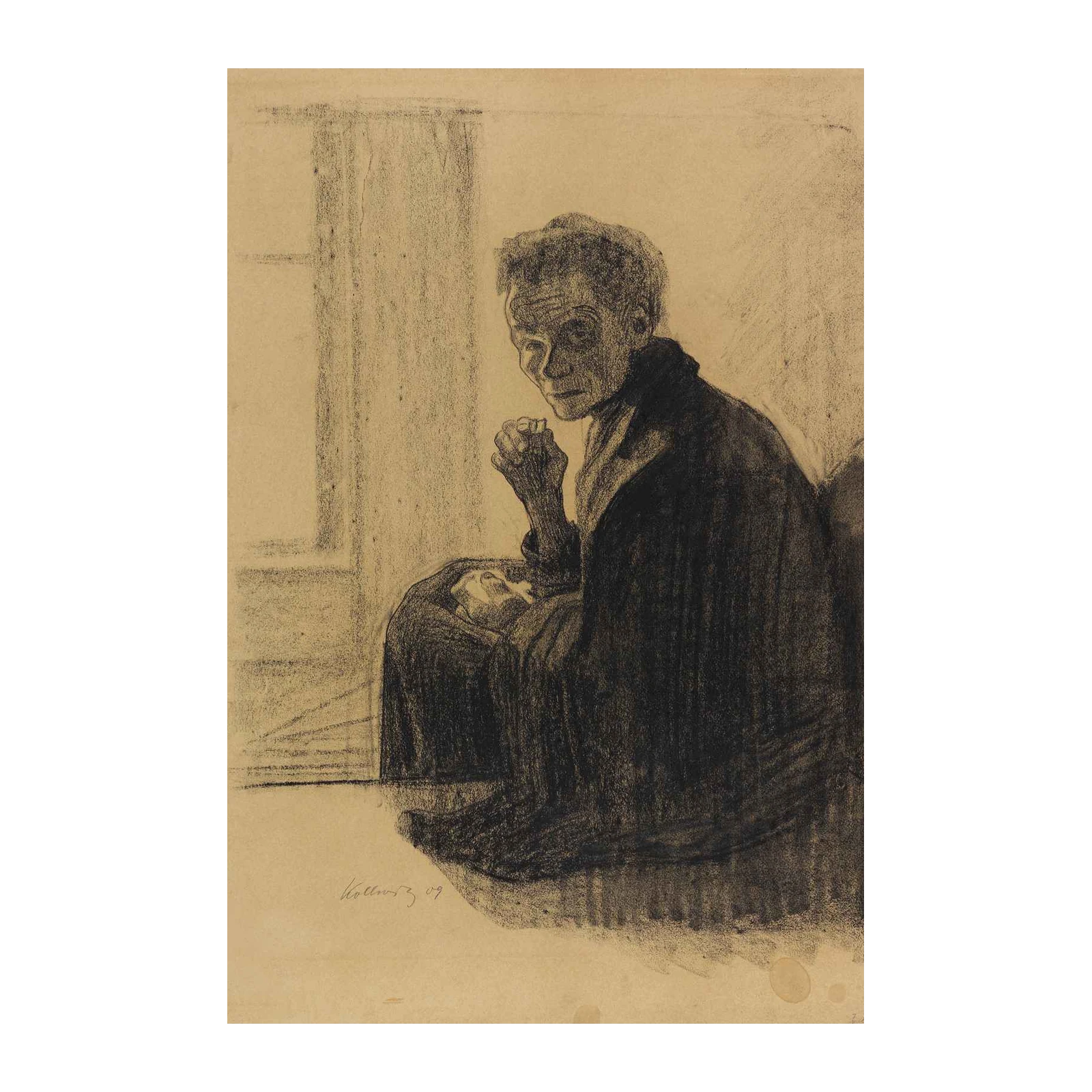 Enigmatic Portrait Charcoal Sketch Wall Art