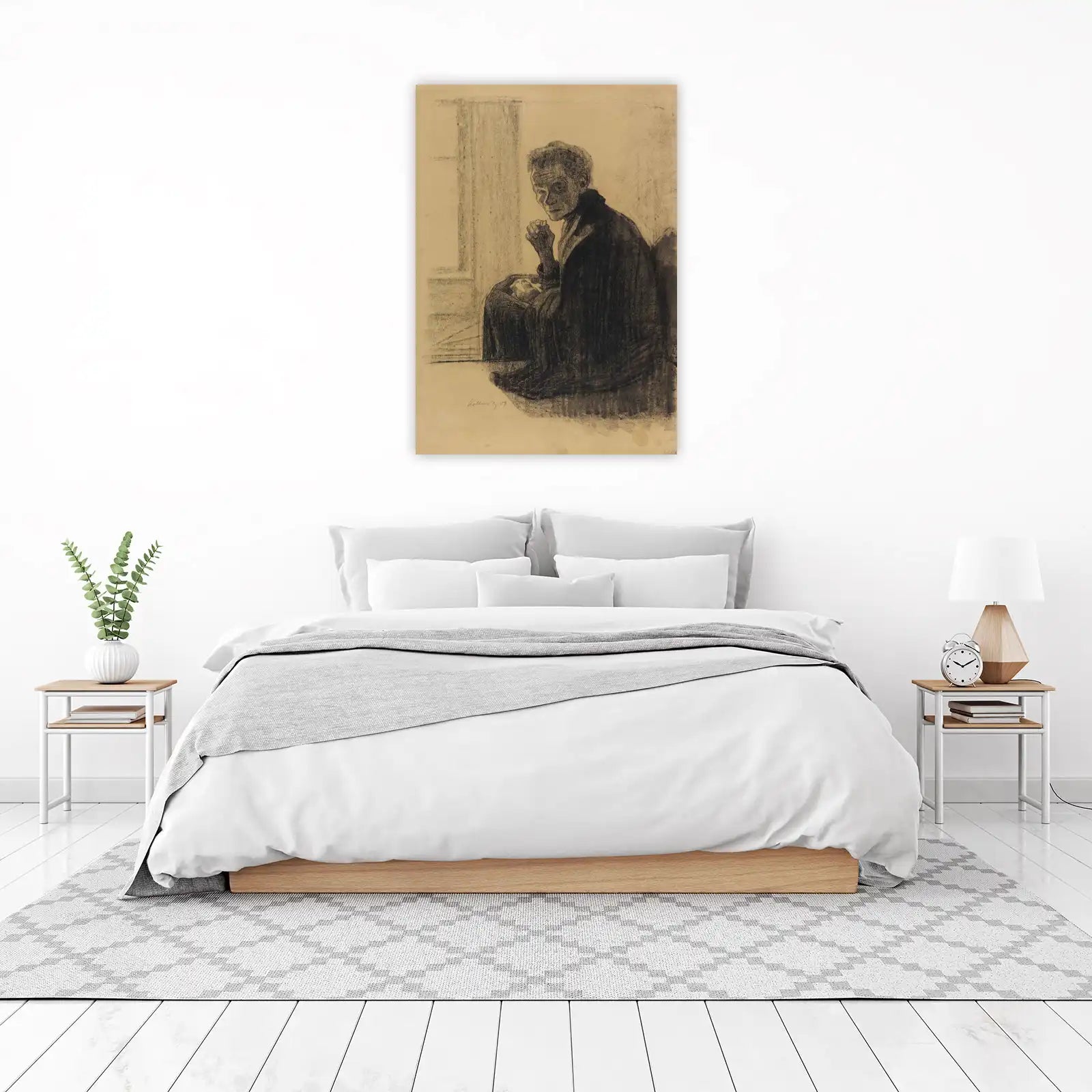 Enigmatic Portrait Charcoal Sketch Wall Art