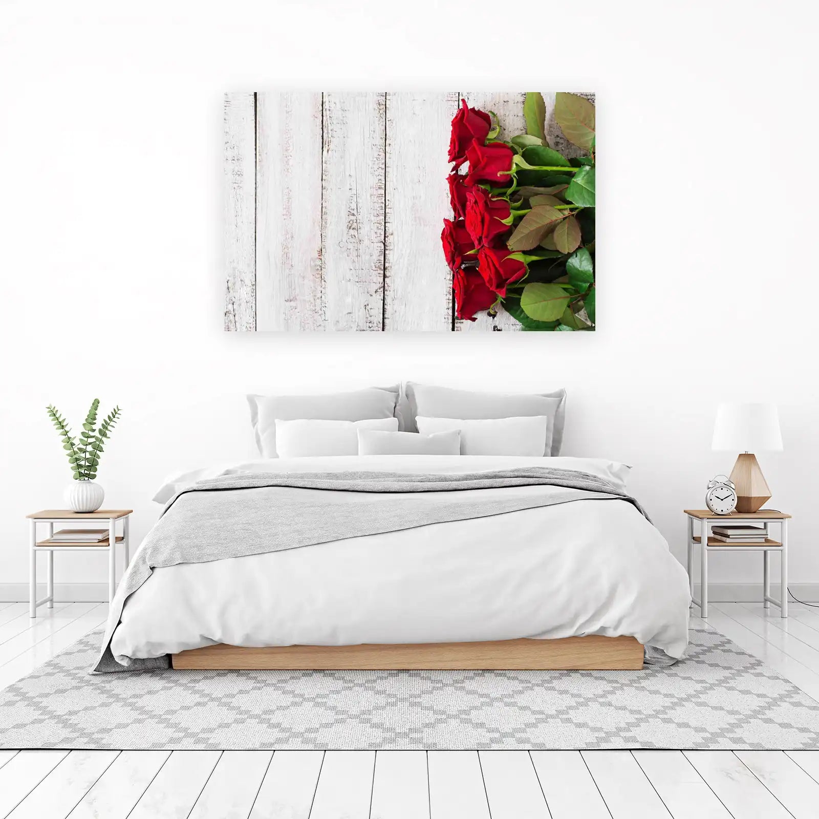 Elegant Red Roses Rustic Wood Wall Art