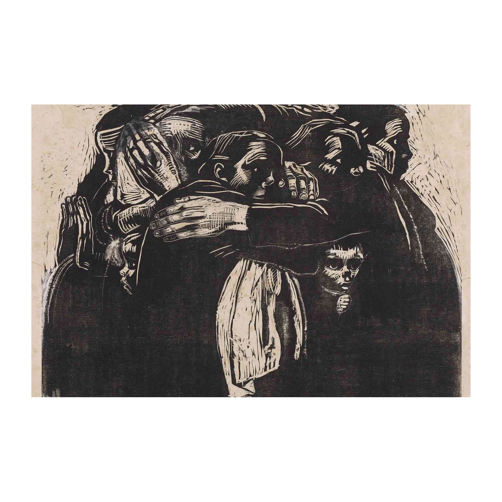 Expressive Figures Woodcut Wall Art