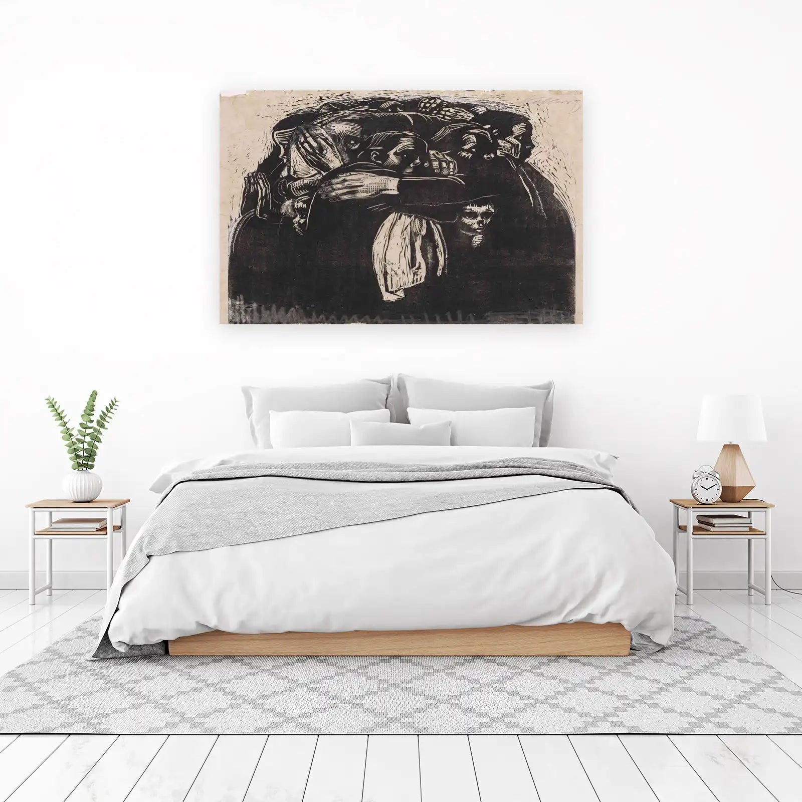 Expressive Figures Woodcut Wall Art