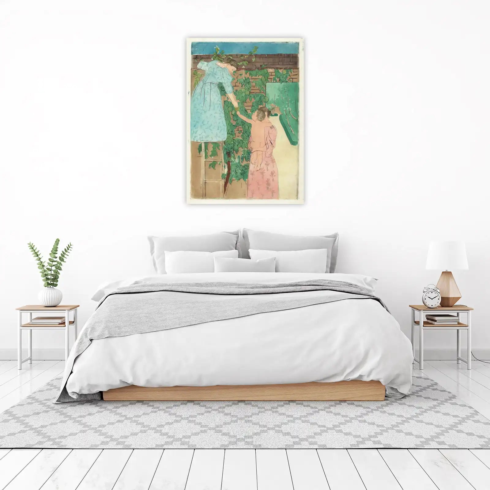 Serene Garden Scene "Mother and Child" Wall Art