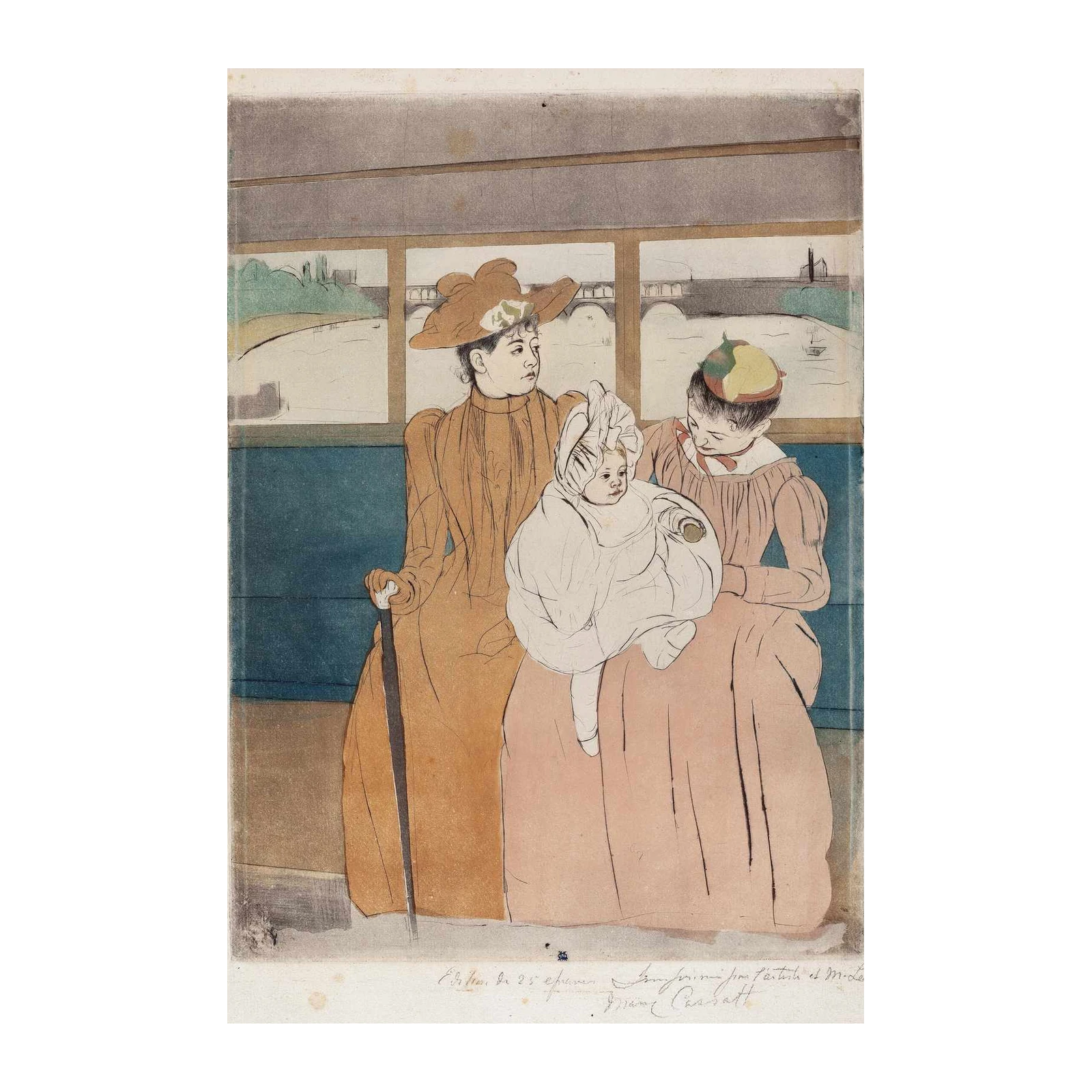 Elegant Mother and Child Parisian Scene Wall Art