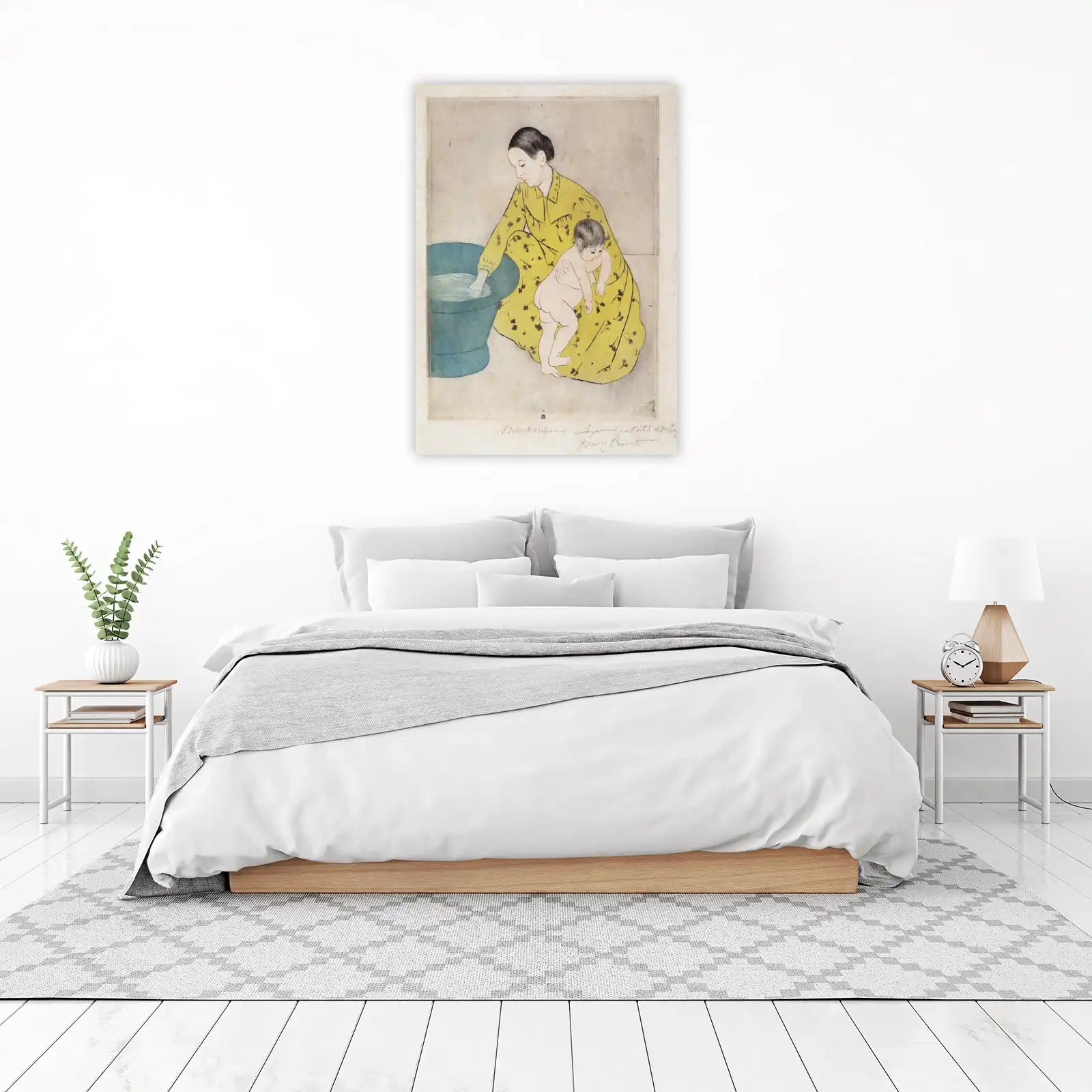 Warm Embrace Mother and Child Yellow Wall Art