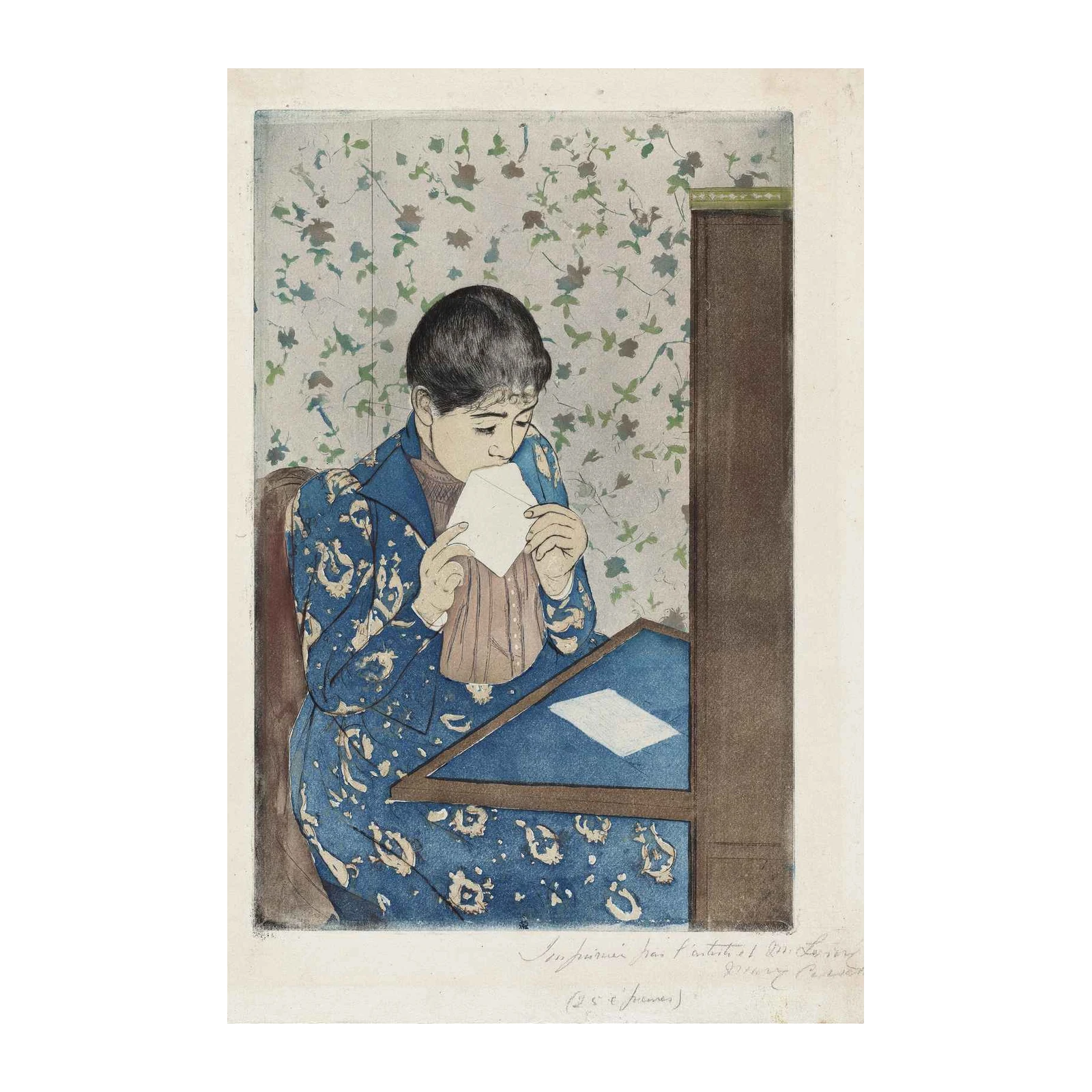 Vintage Woman Reading Letter Wall Art
