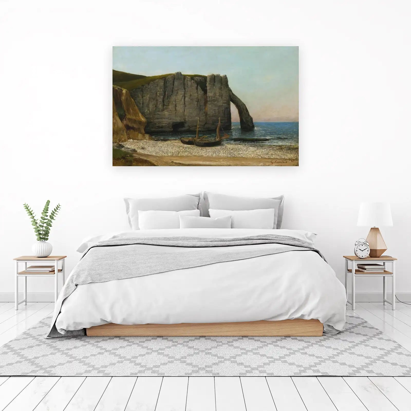 Coastal Cliffs & Boats Normandy Wall Art