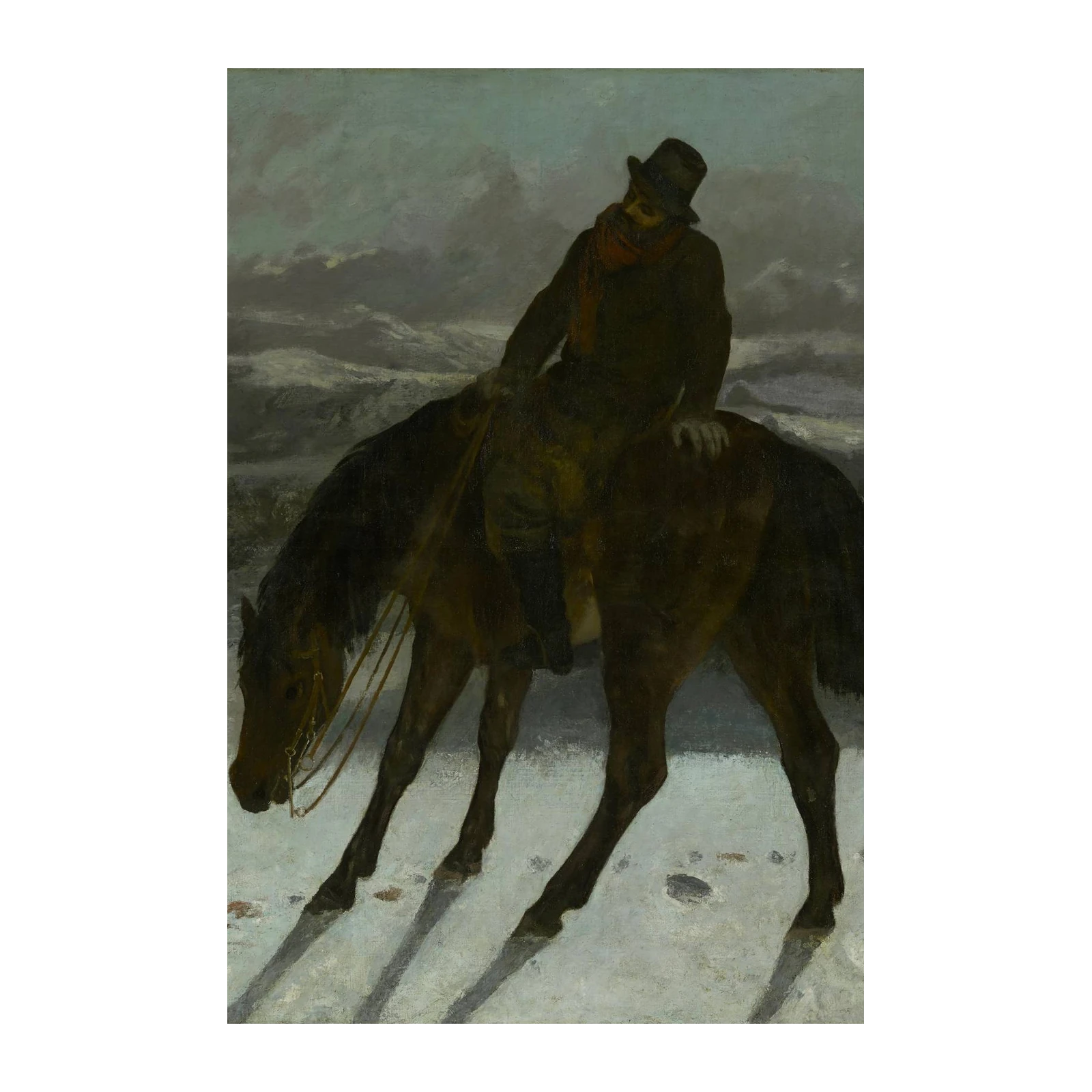 Man on Horseback Winter Landscape Wall Art