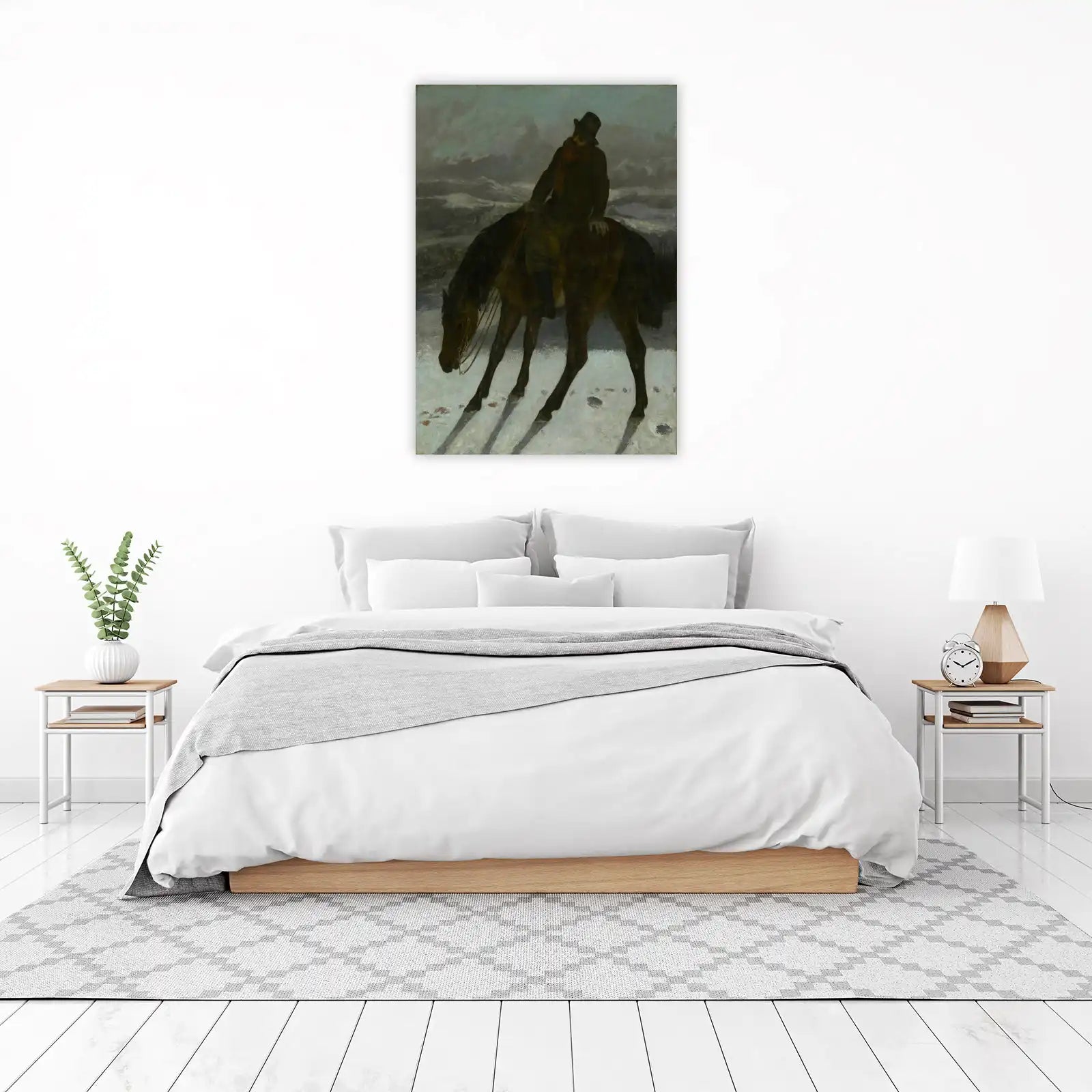 Man on Horseback Winter Landscape Wall Art