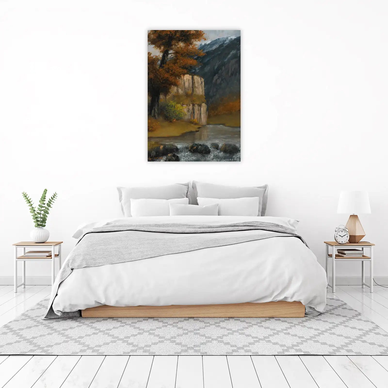 Autumn Mountain River Cliff Wall Art