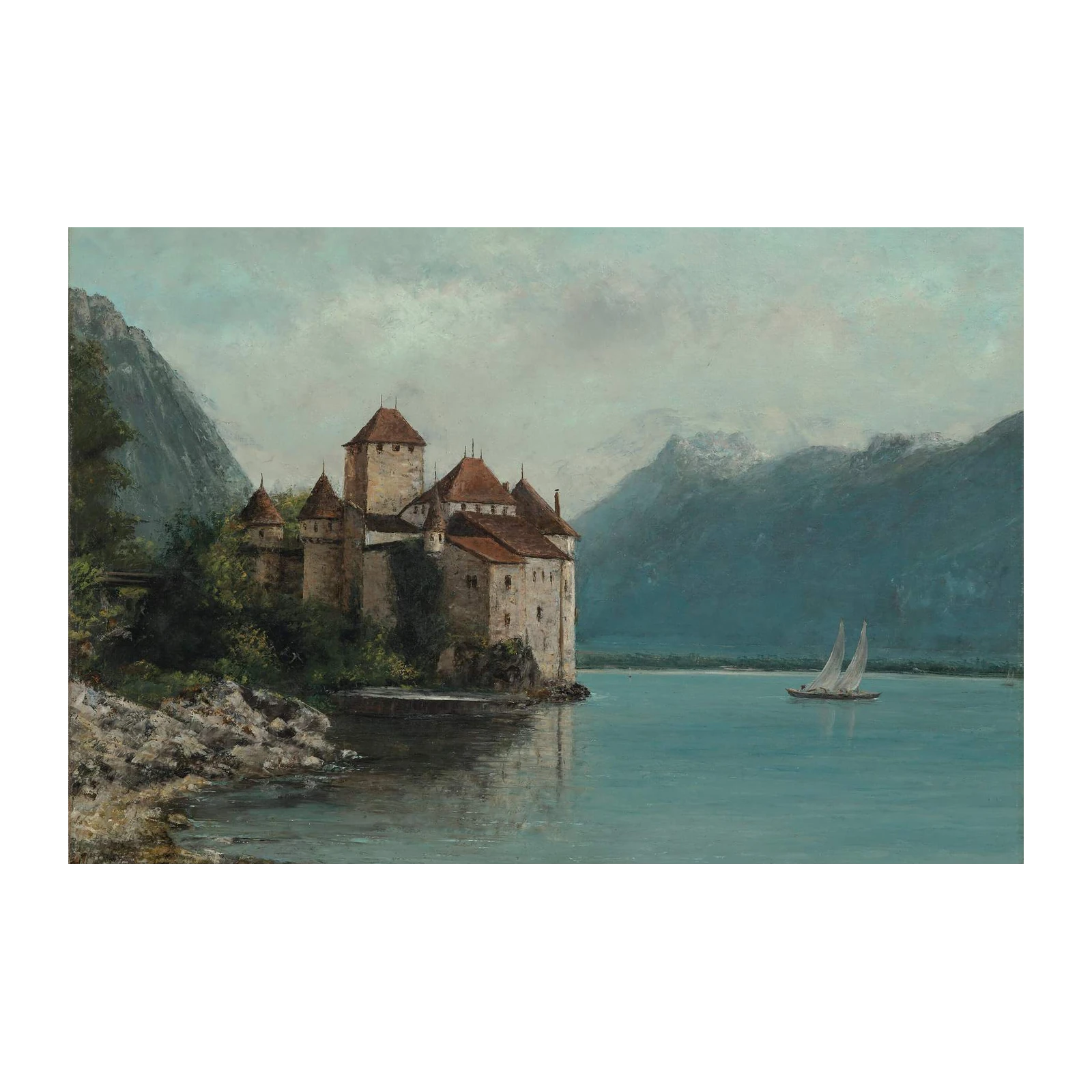 Majestic Castle Lake Serenity Wall Art