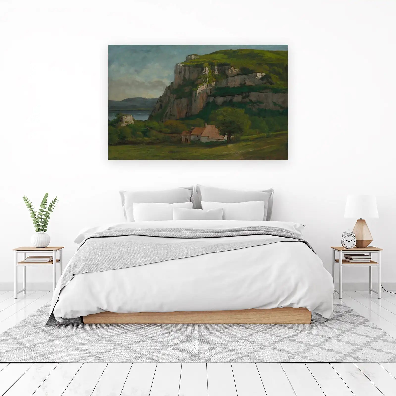 Serene Cliffside Village Landscape Wall Art