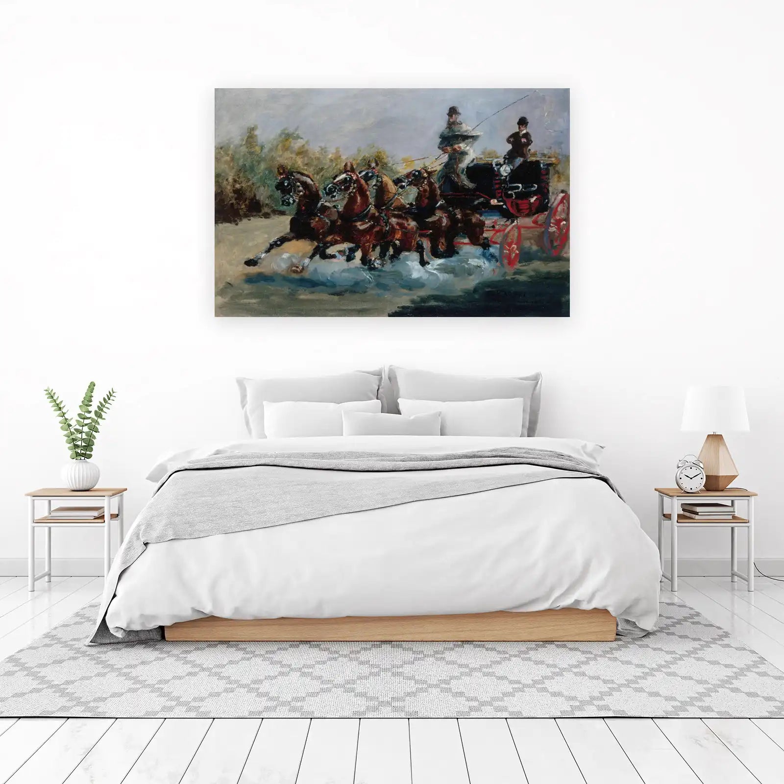 Horses & Carriage Impressionist Art Wall Art