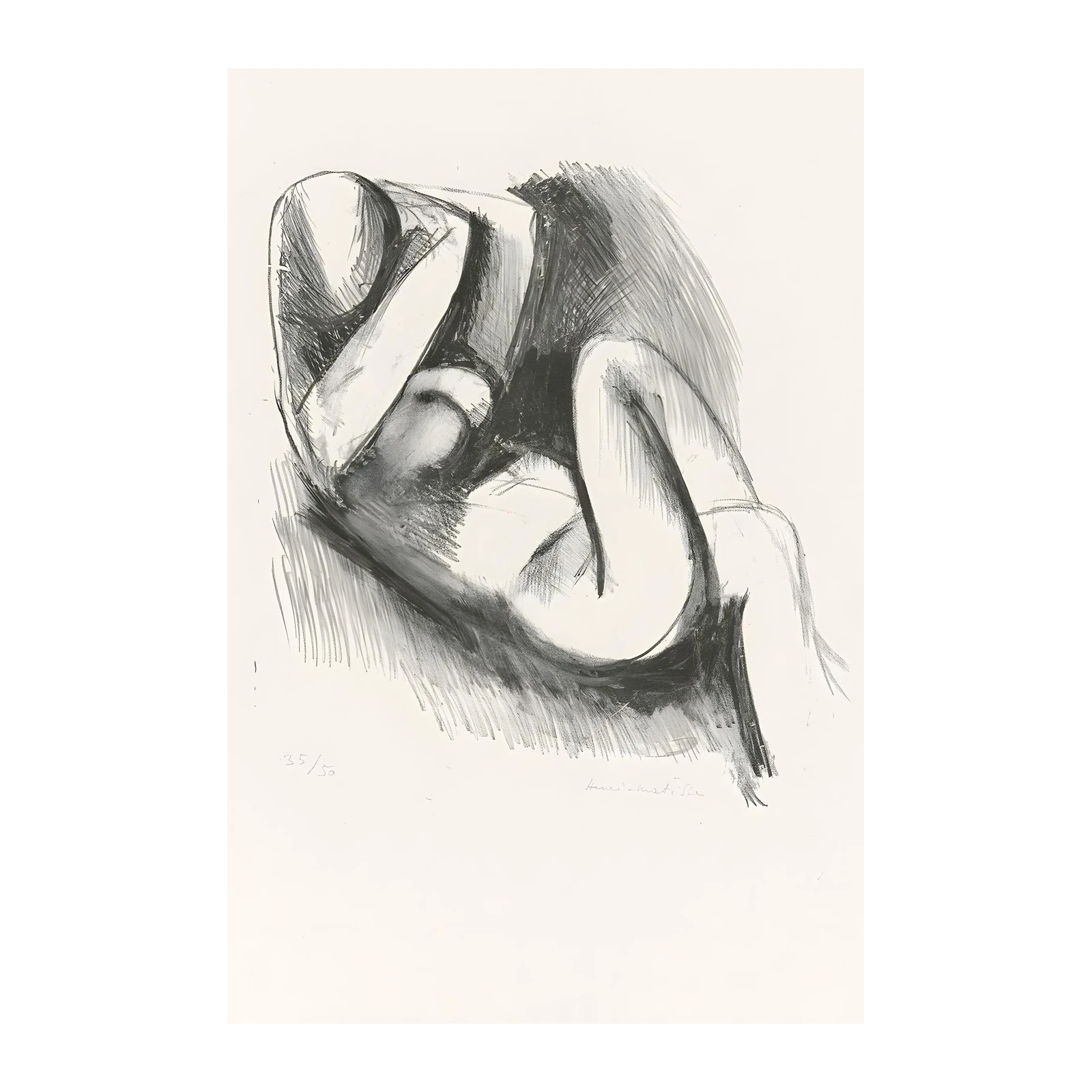 Expressive Figure Charcoal Sketch Wall Art