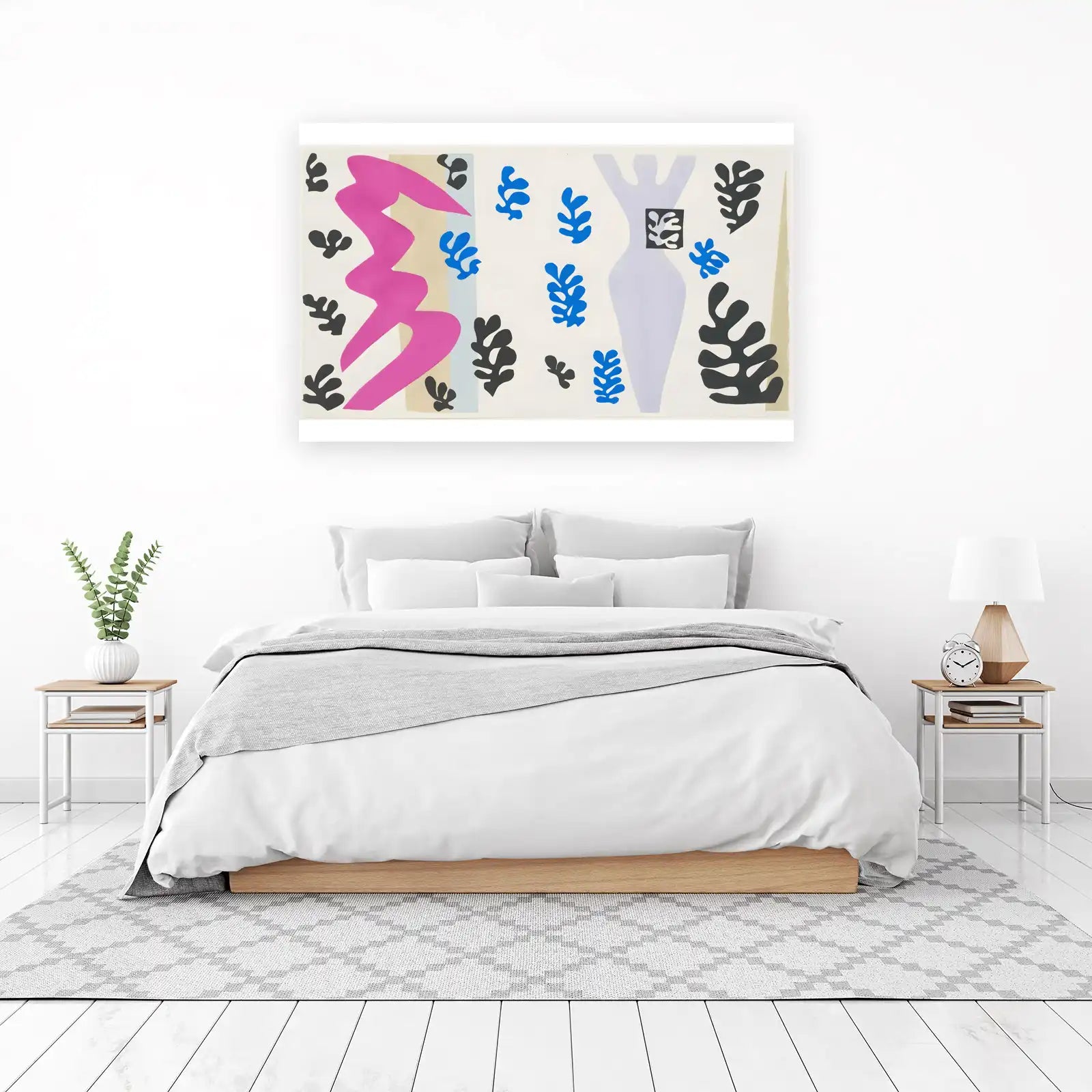 Vibrant Matisse Blue & Pink Botanical Wall Art