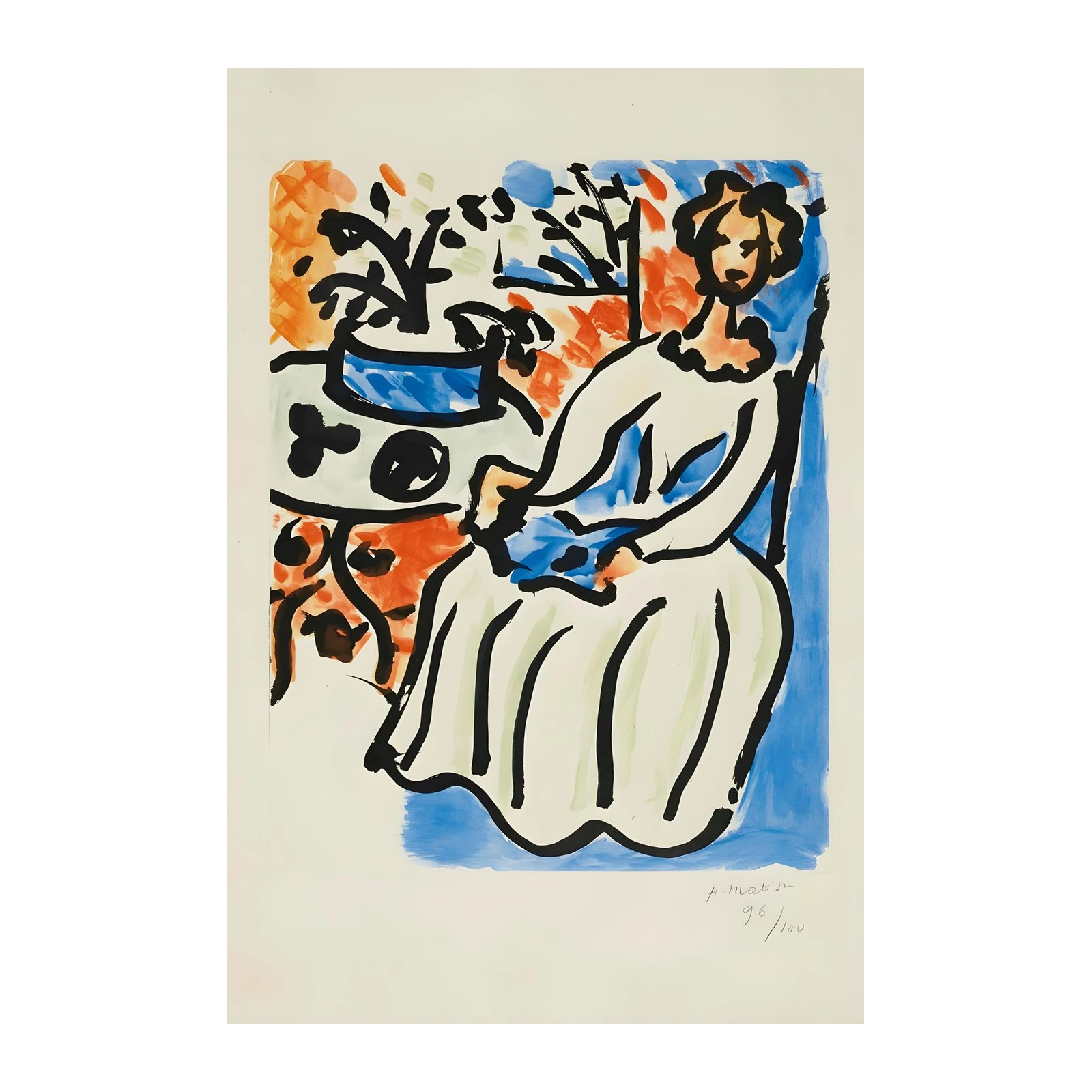 Vibrant Figure with Flowers Wall Art