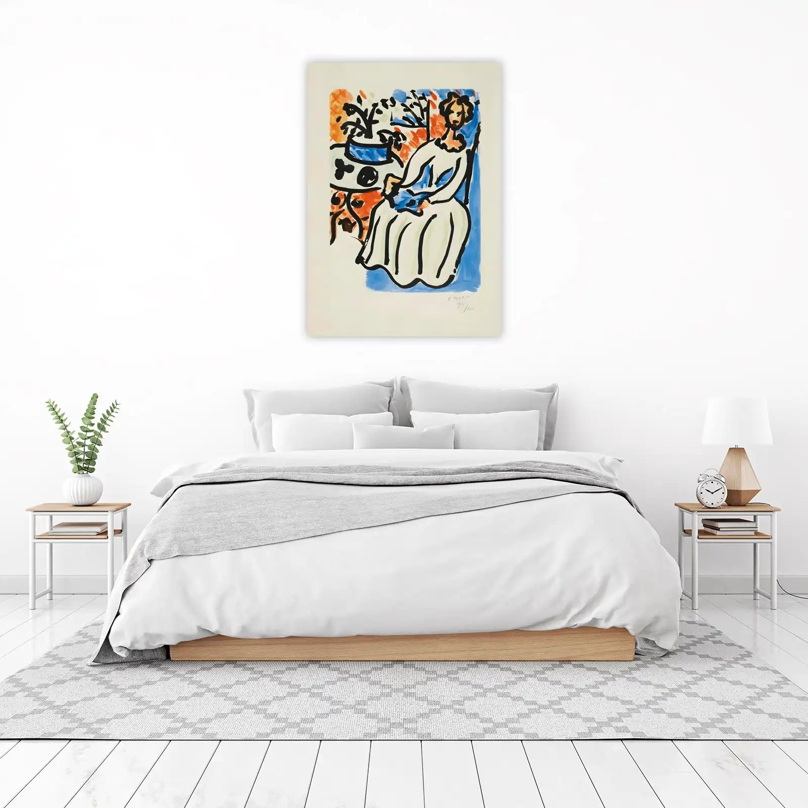 Vibrant Figure with Flowers Wall Art