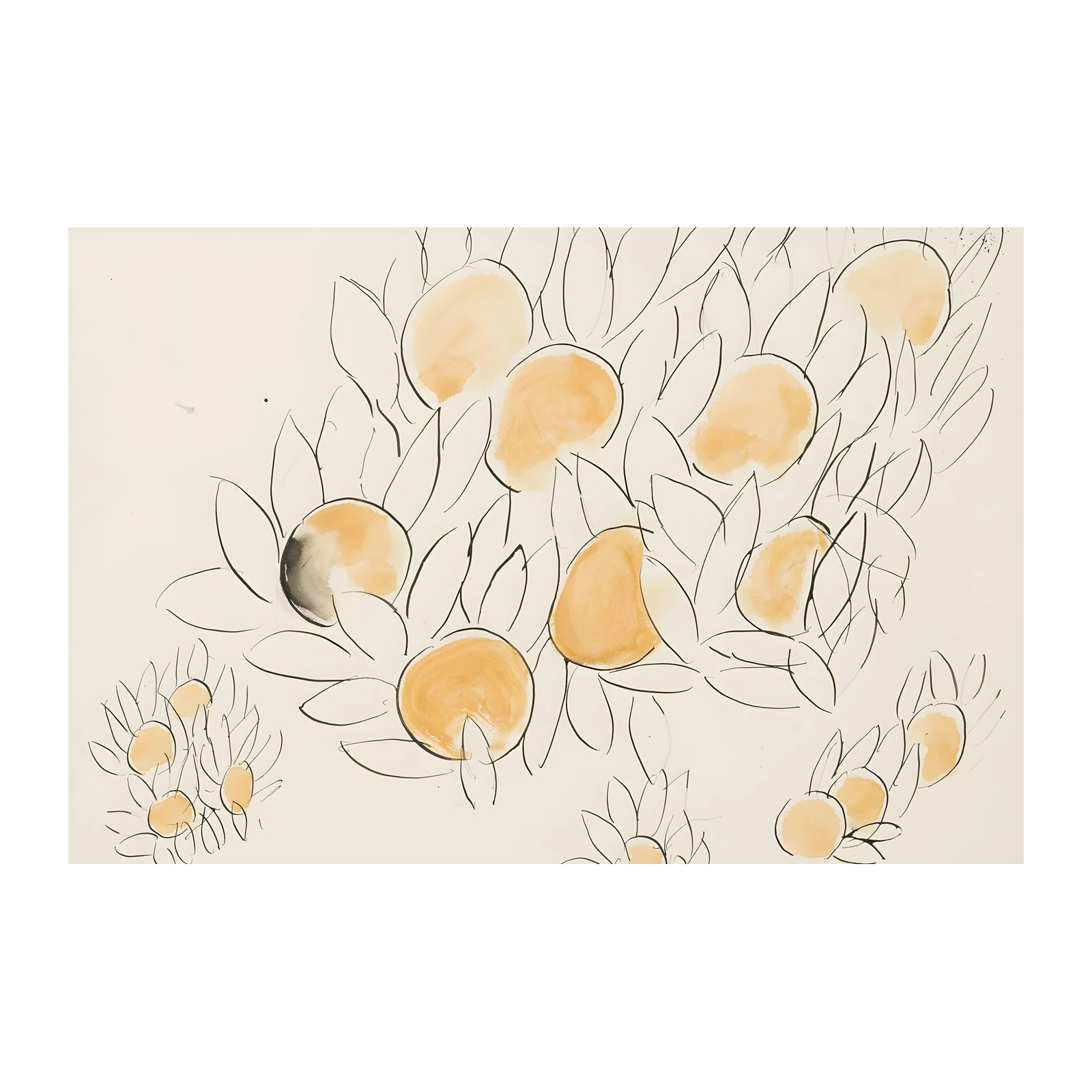 Abstract Orange Blossom Wall Art