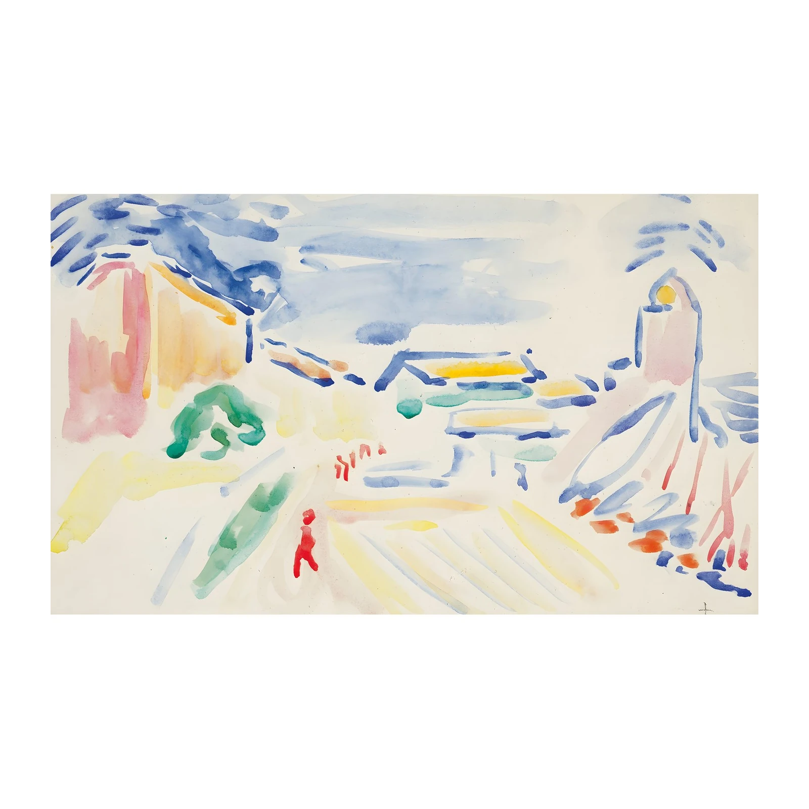 Vibrant Watercolor Street Scene Wall Art