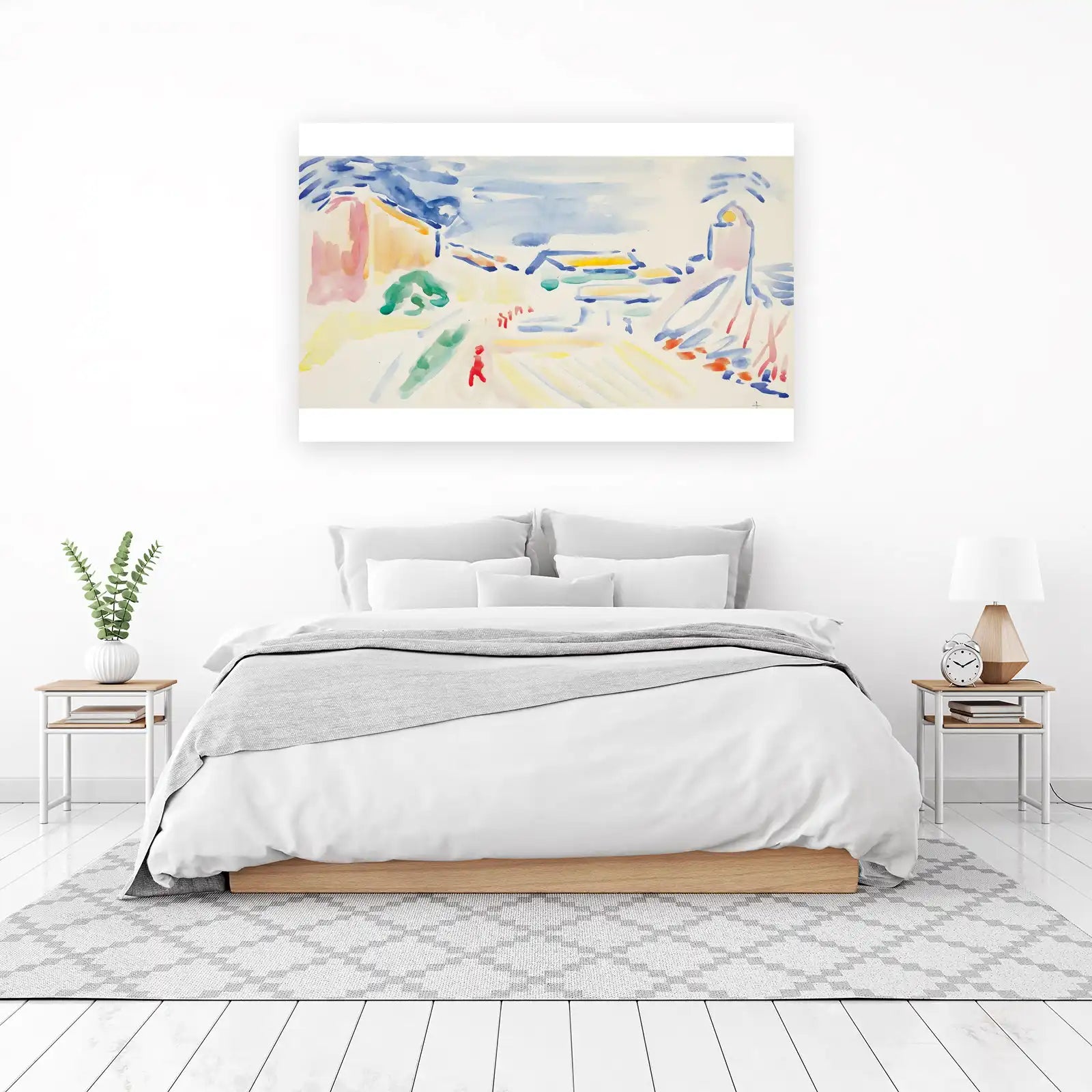 Vibrant Watercolor Street Scene Wall Art