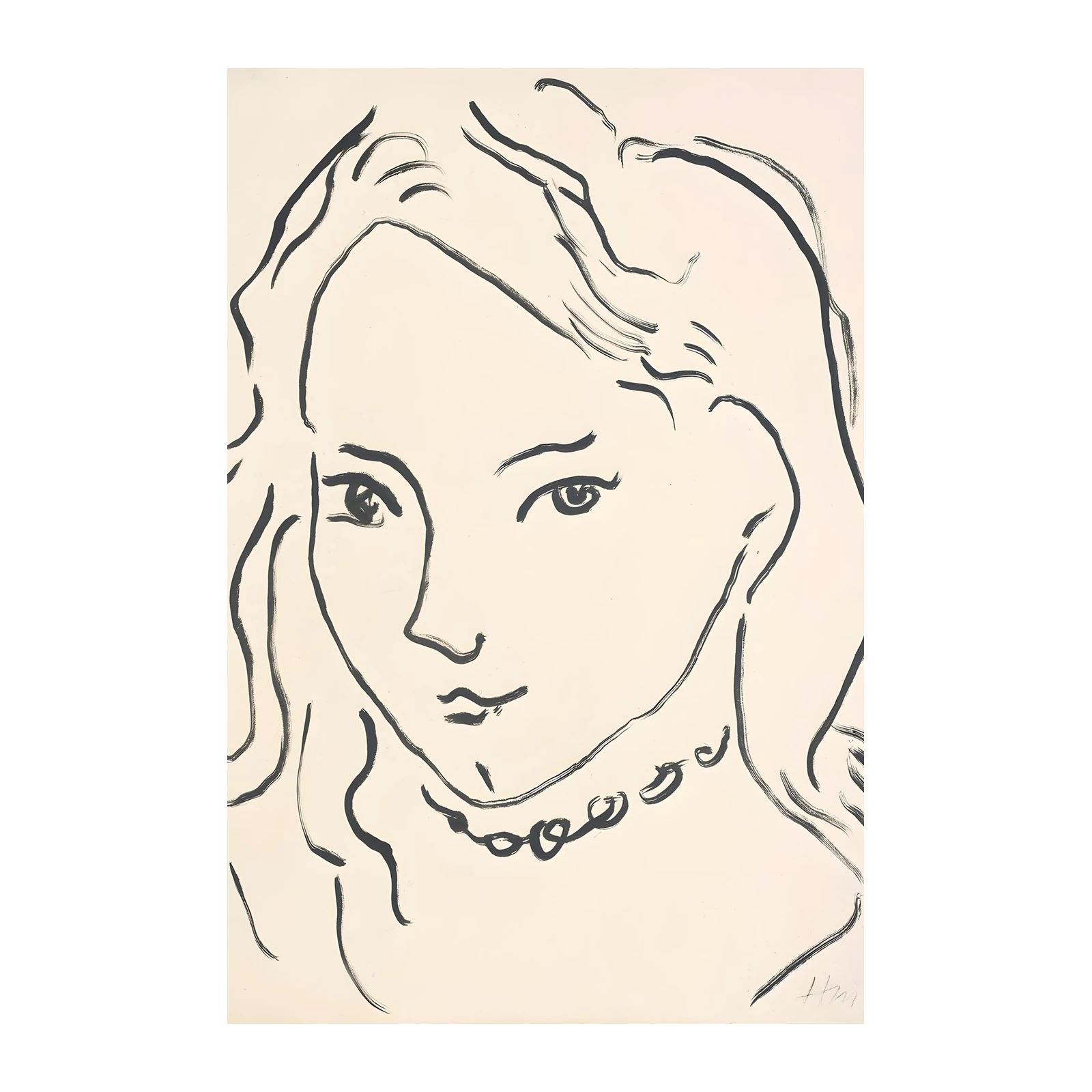 Elegant Woman Portrait Matisse-Inspired Wall Art