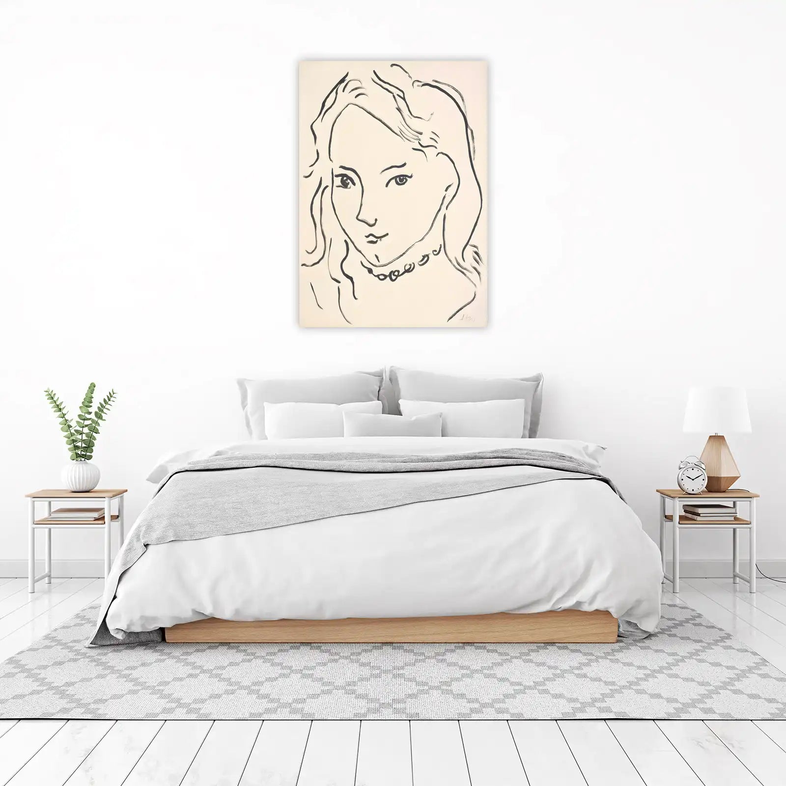 Elegant Woman Portrait Matisse-Inspired Wall Art