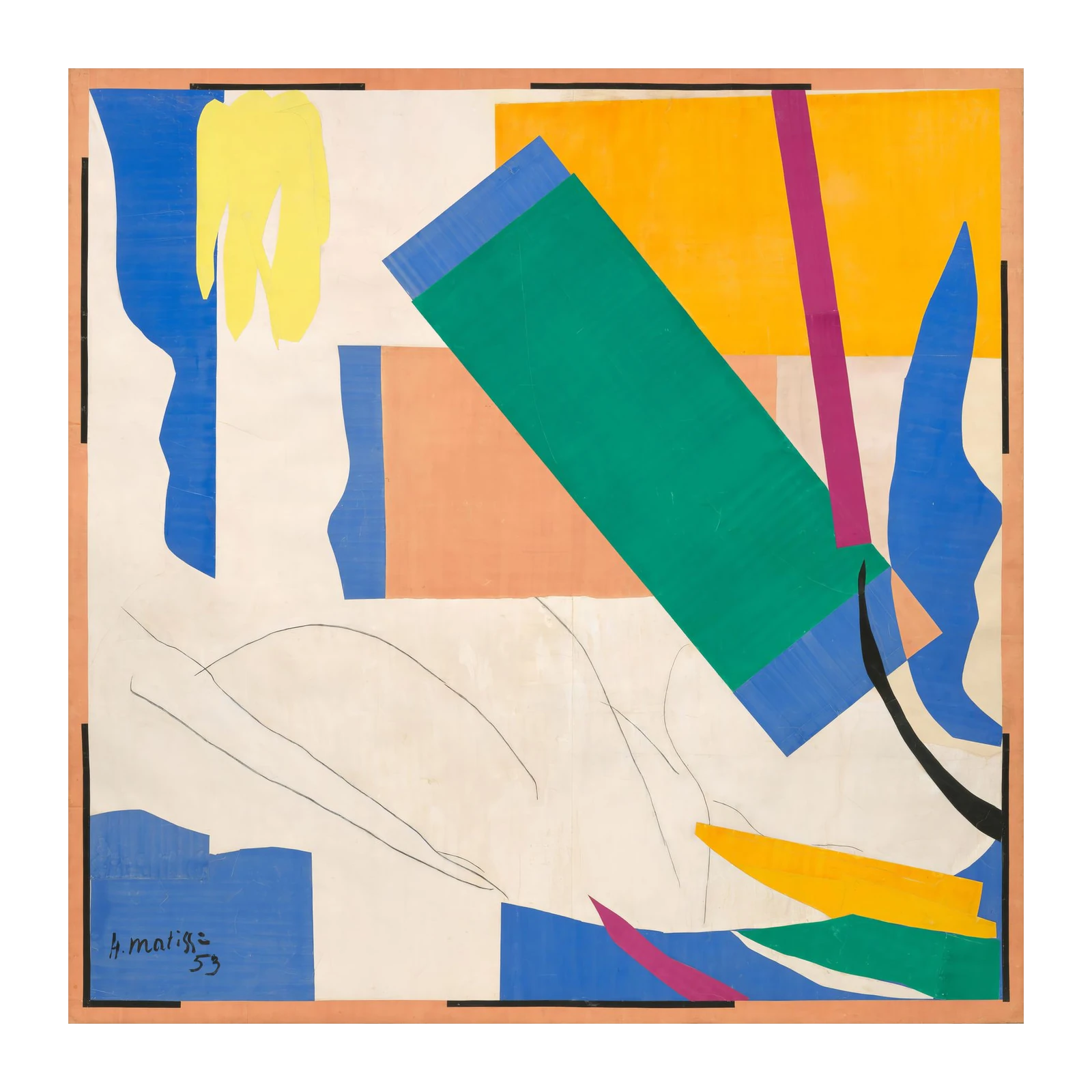 Vibrant Matisse Cut-Outs 'Blue Nude' Wall Art