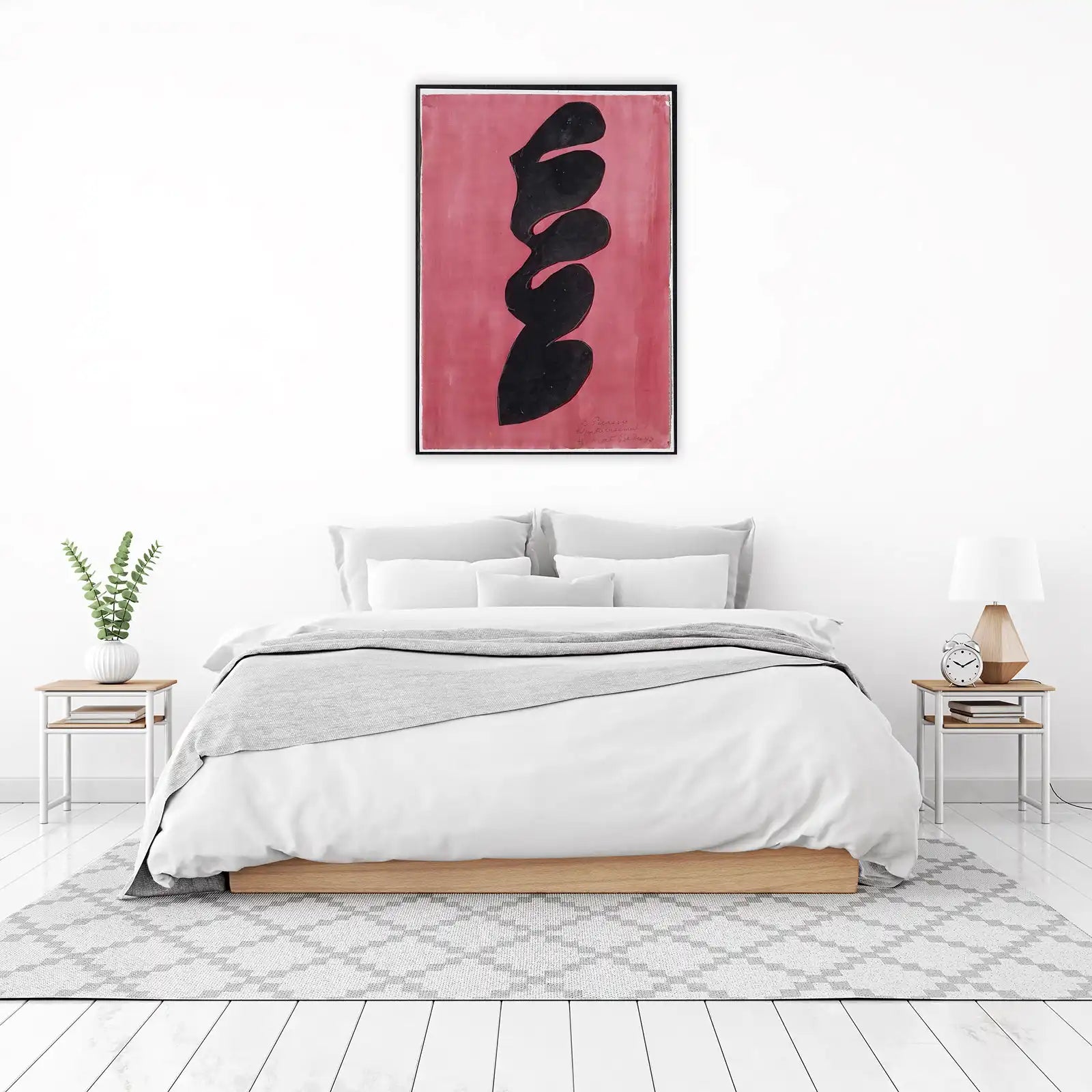 Abstract Black & Pink Organic Form Wall Art