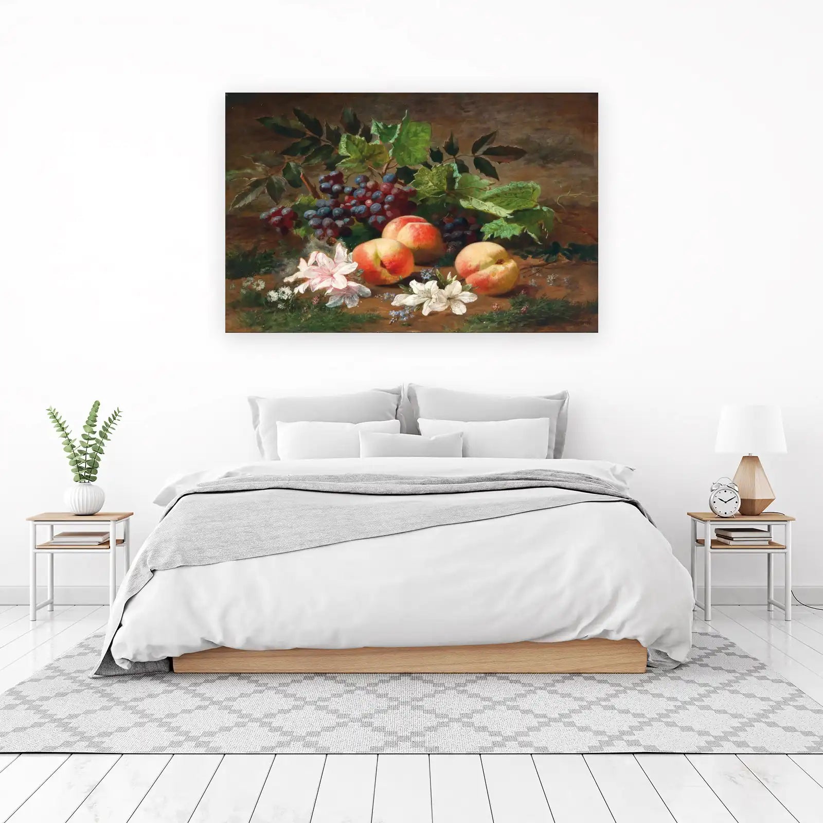 Gourmet Peaches & Grapes Still Life Wall Art