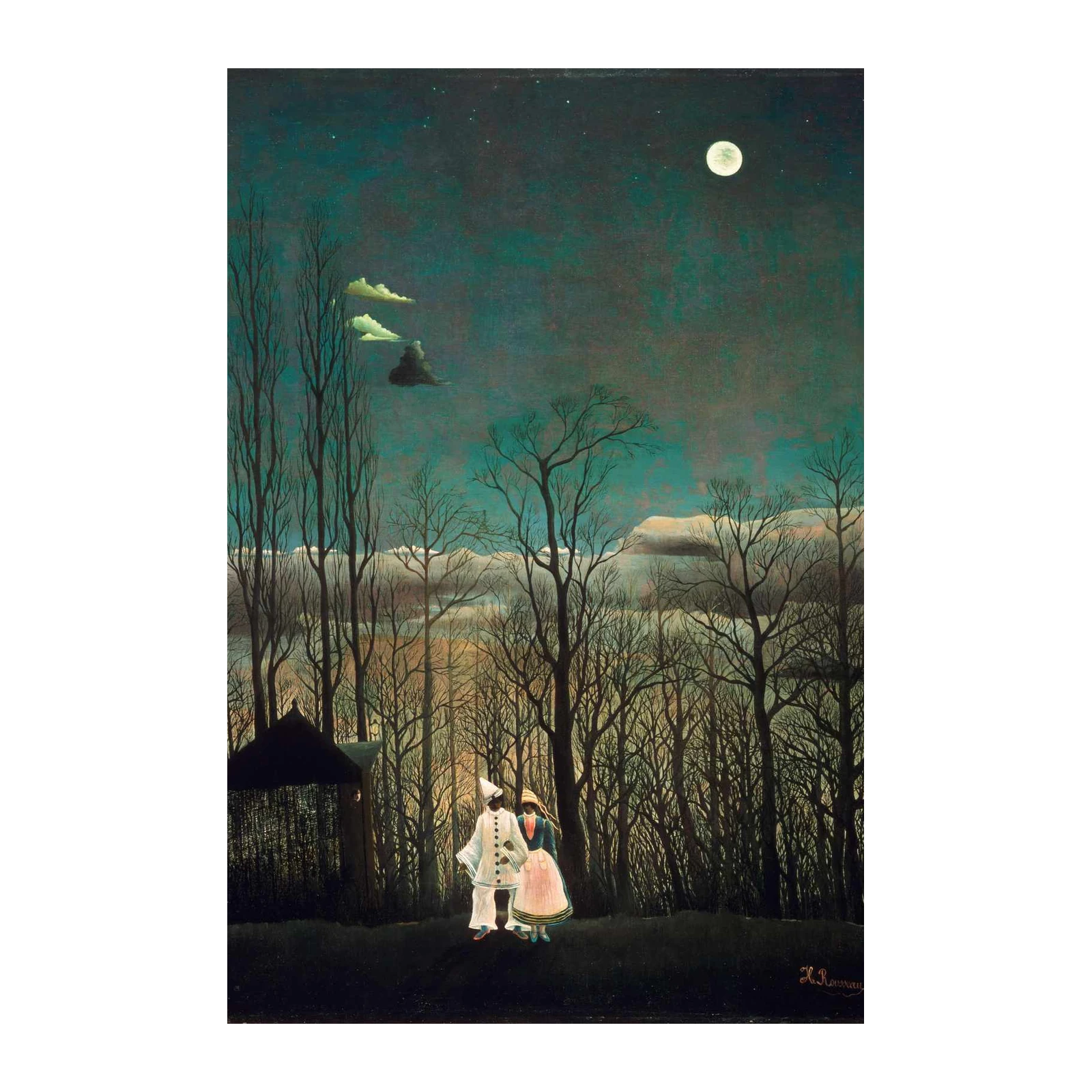 Enchanting Moonlight Couple Vintage Wall Art