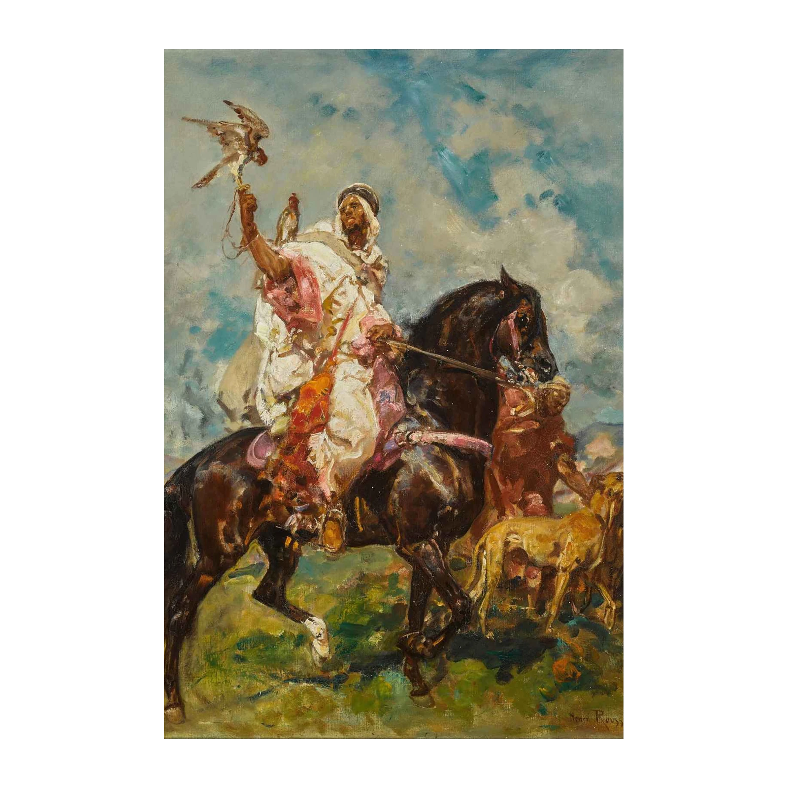 Arab Falconry Horseman Wall Art - Exotic Home Decor