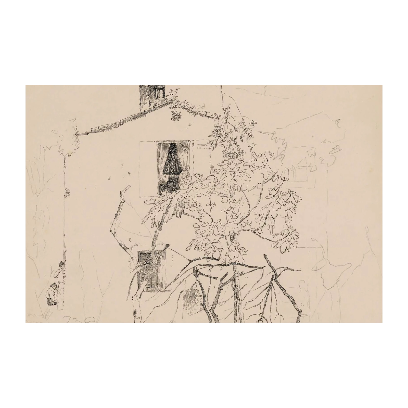 Serene Countryside Sketch Wall Art