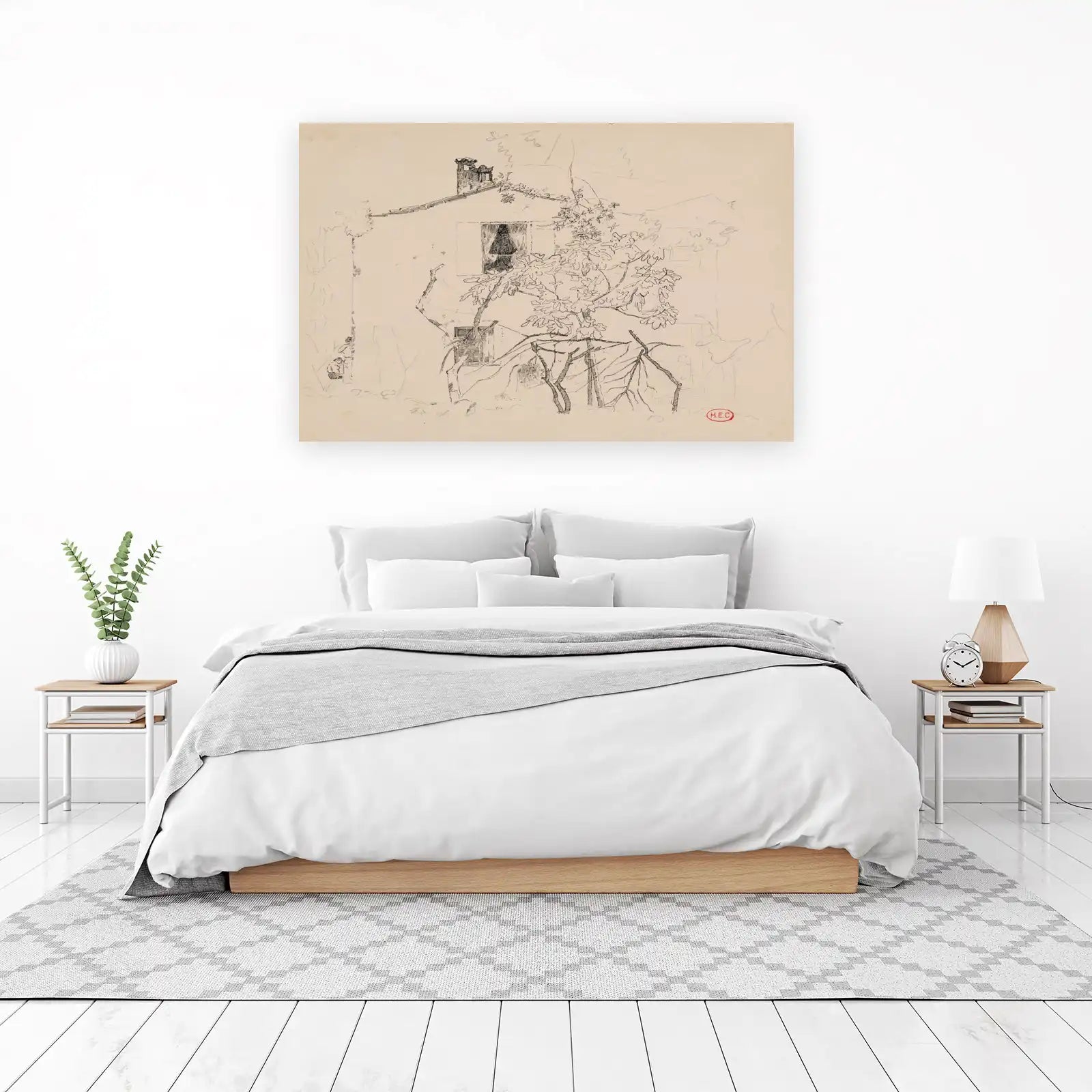 Serene Countryside Sketch Wall Art