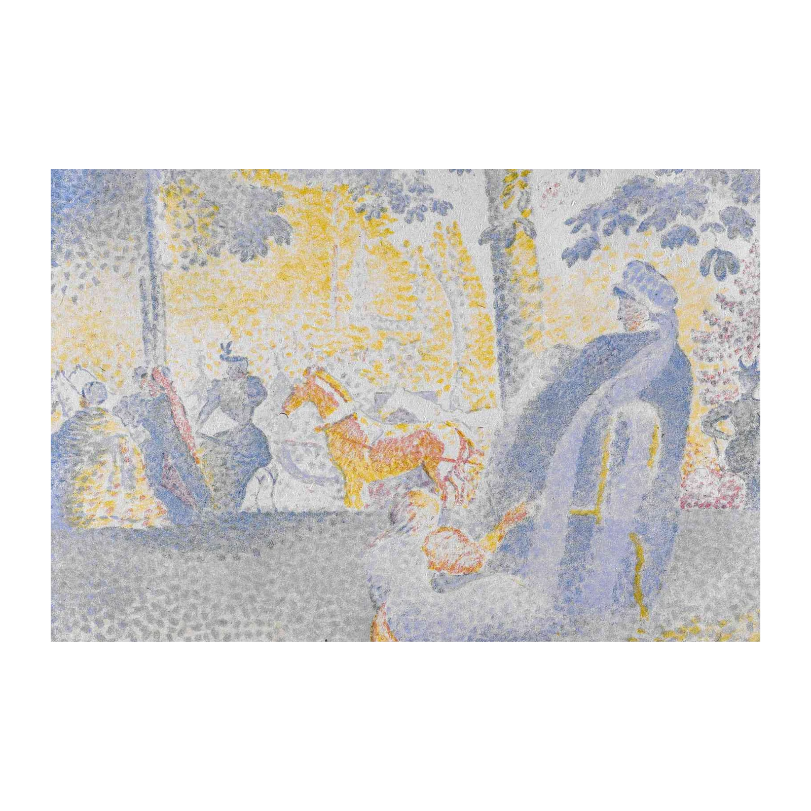 Impressionist Park Scene Horse Wall Art