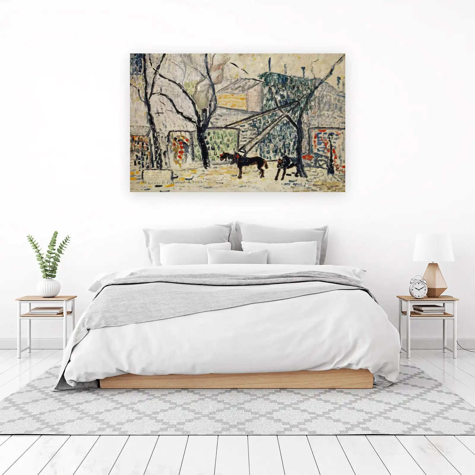 Neo-Impressionist Dog Scene Wall Art