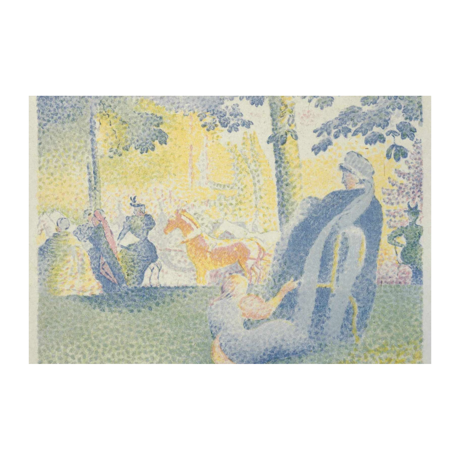 Pointillist Park Scene Wall Art