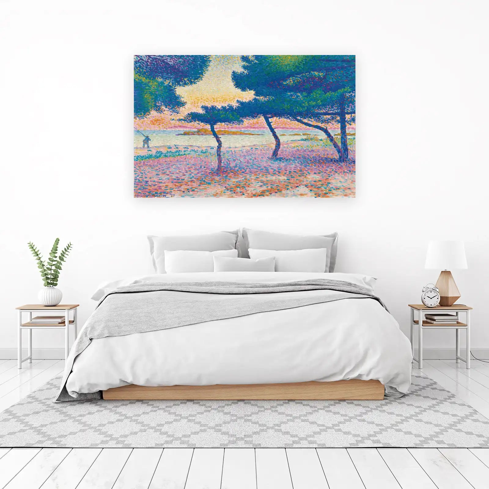 Pointillist Seaside Landscape Wall Art